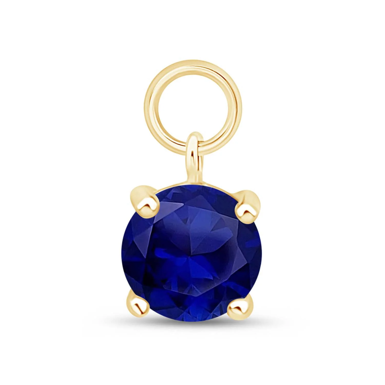 Yellow Gold Prong Set Sapphire Charm Hoop - Image 4
