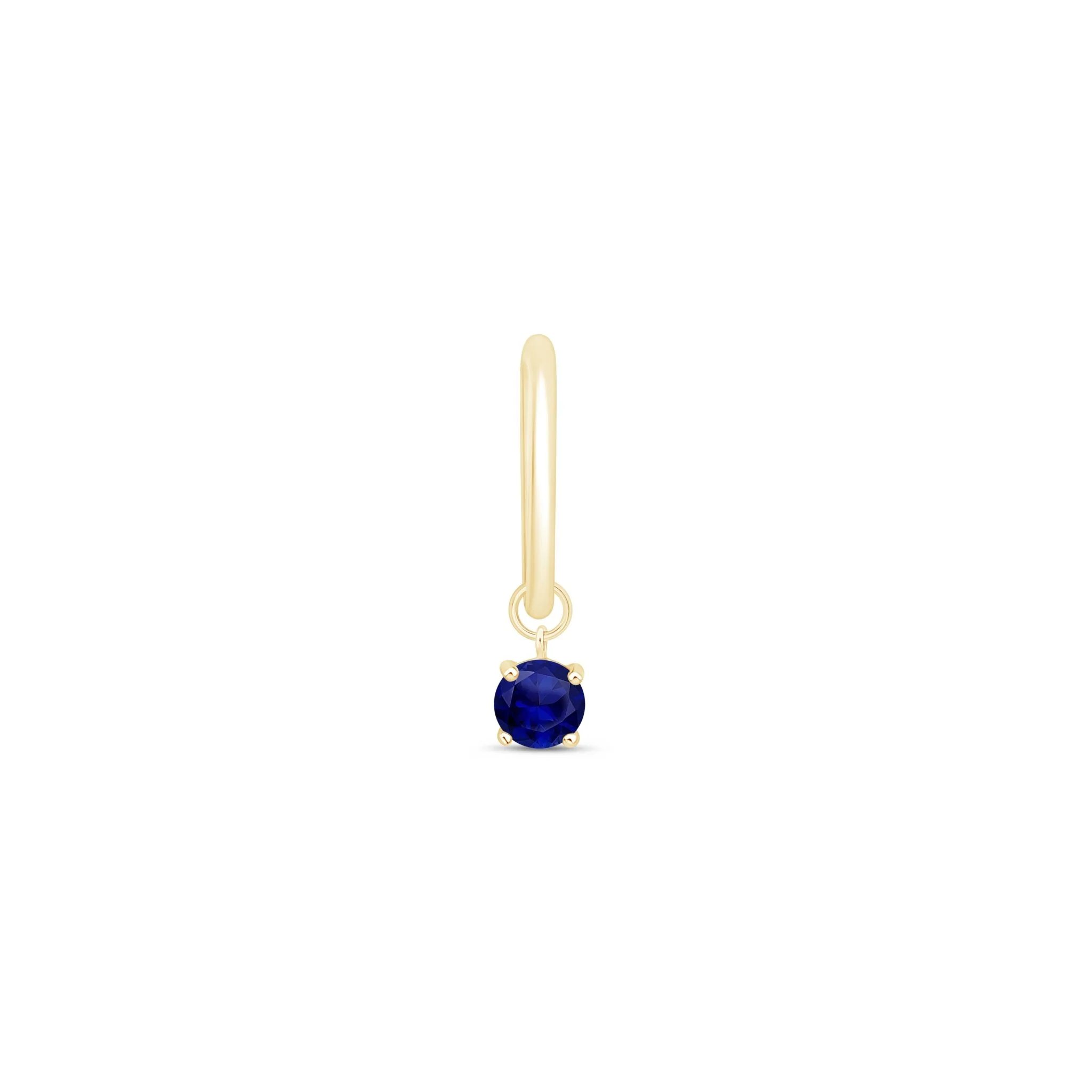 Yellow Gold Prong Set Sapphire Charm Hoop - Image 6