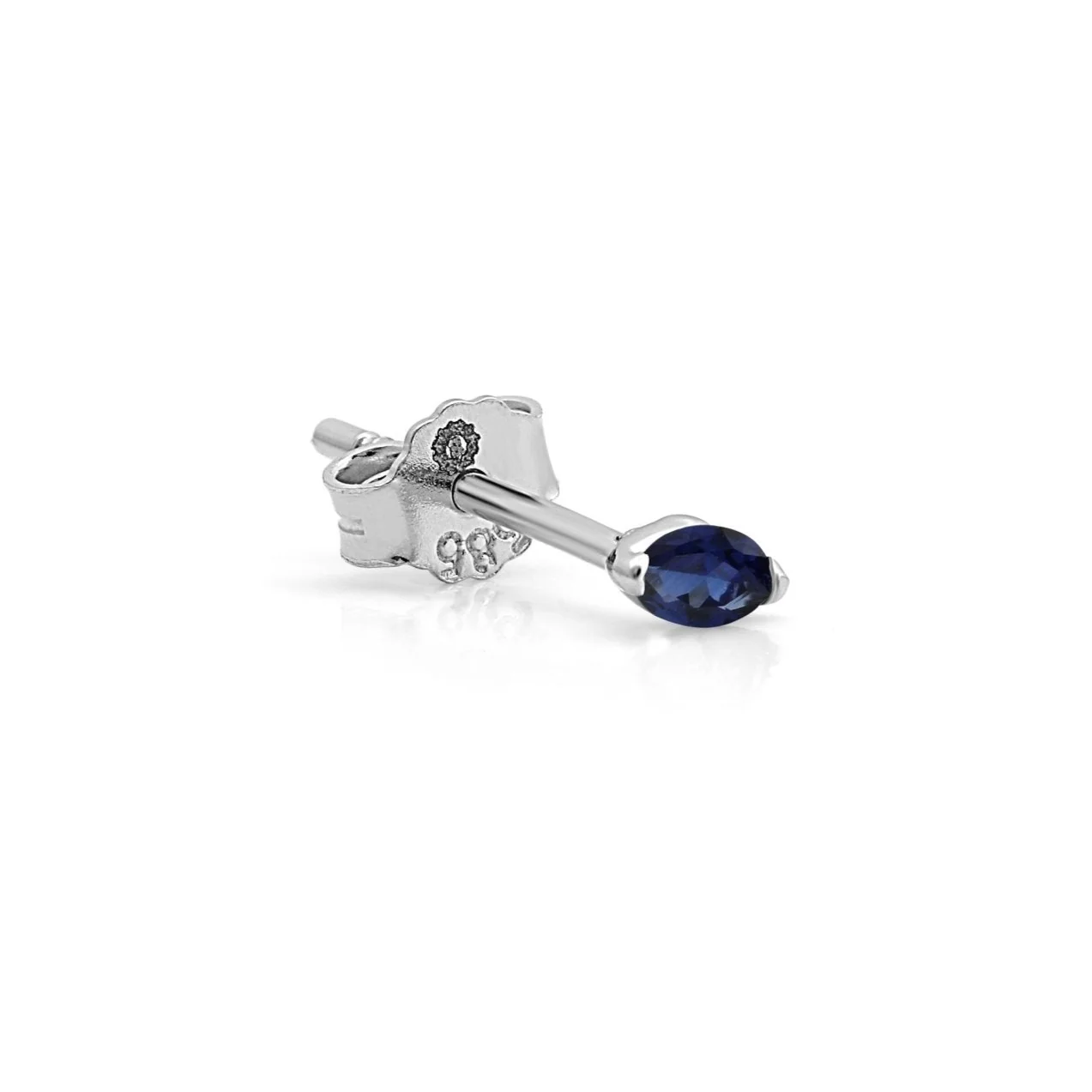 White Gold Blue Sapphire Marquise Screwback