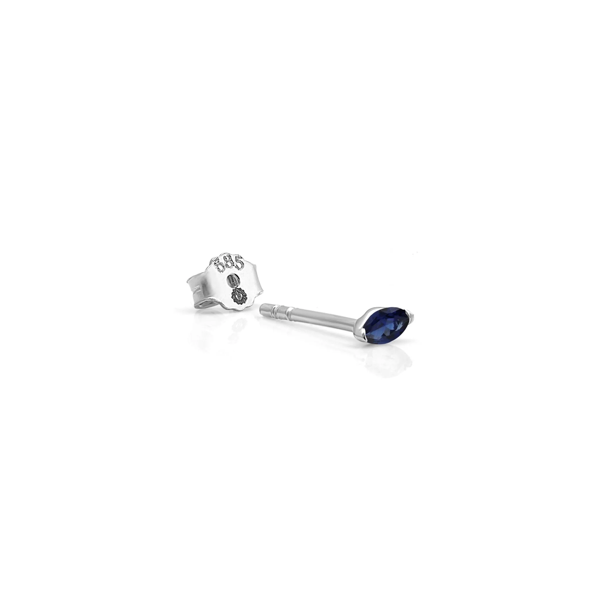 White Gold Blue Sapphire Marquise Screwback - Image 3