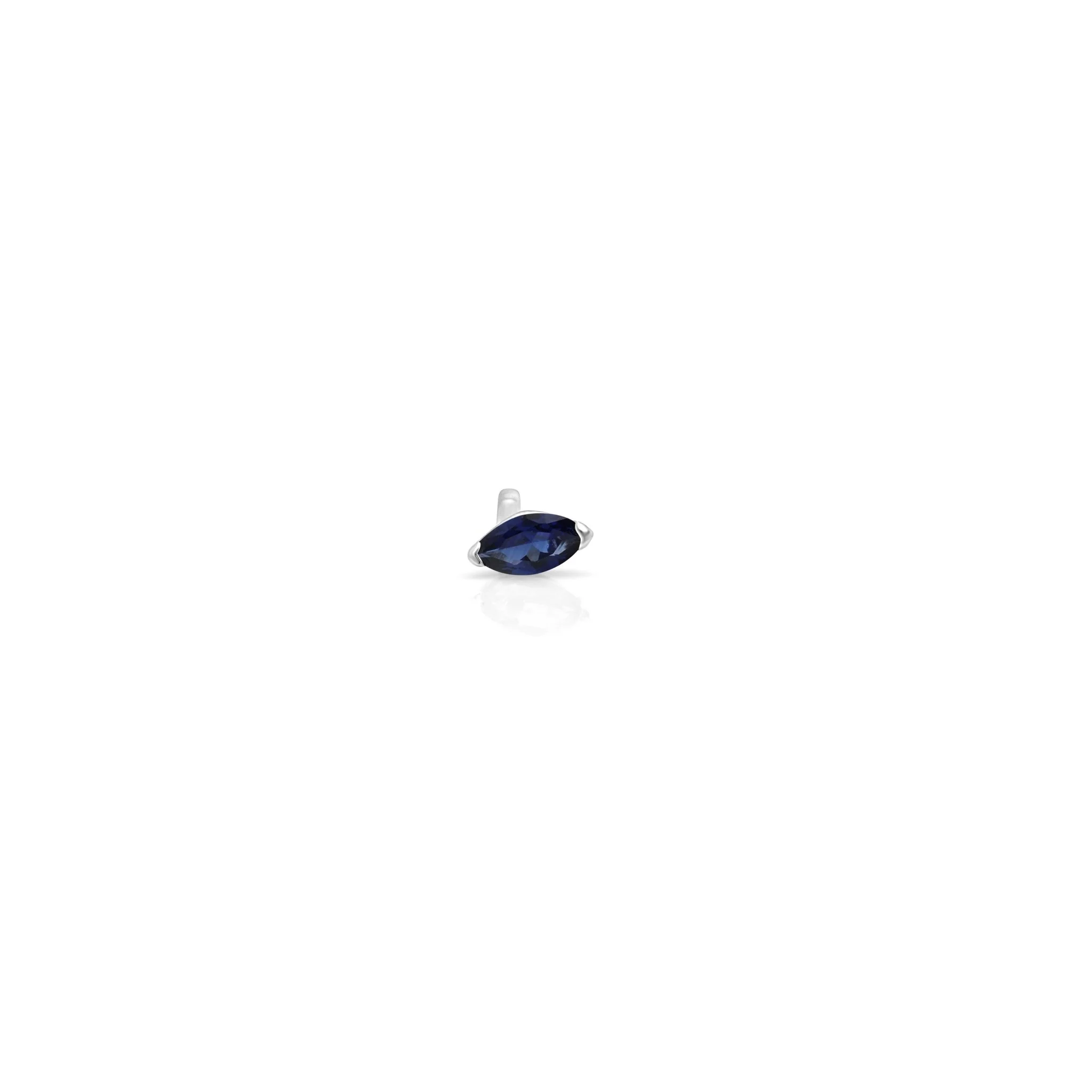 White Gold Blue Sapphire Marquise Screwback - Image 5