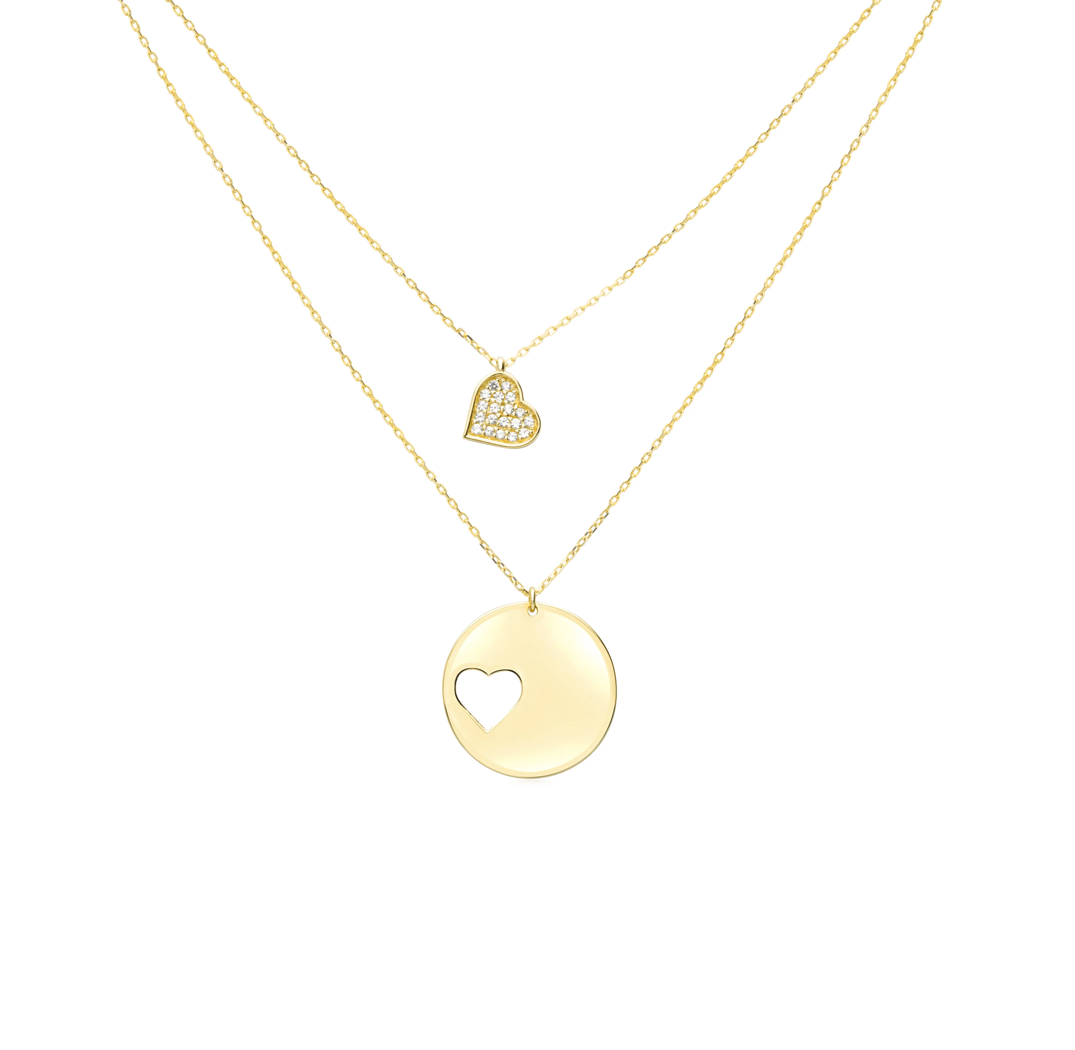 Yellow Gold Sapphire Cutout Heart Necklace
