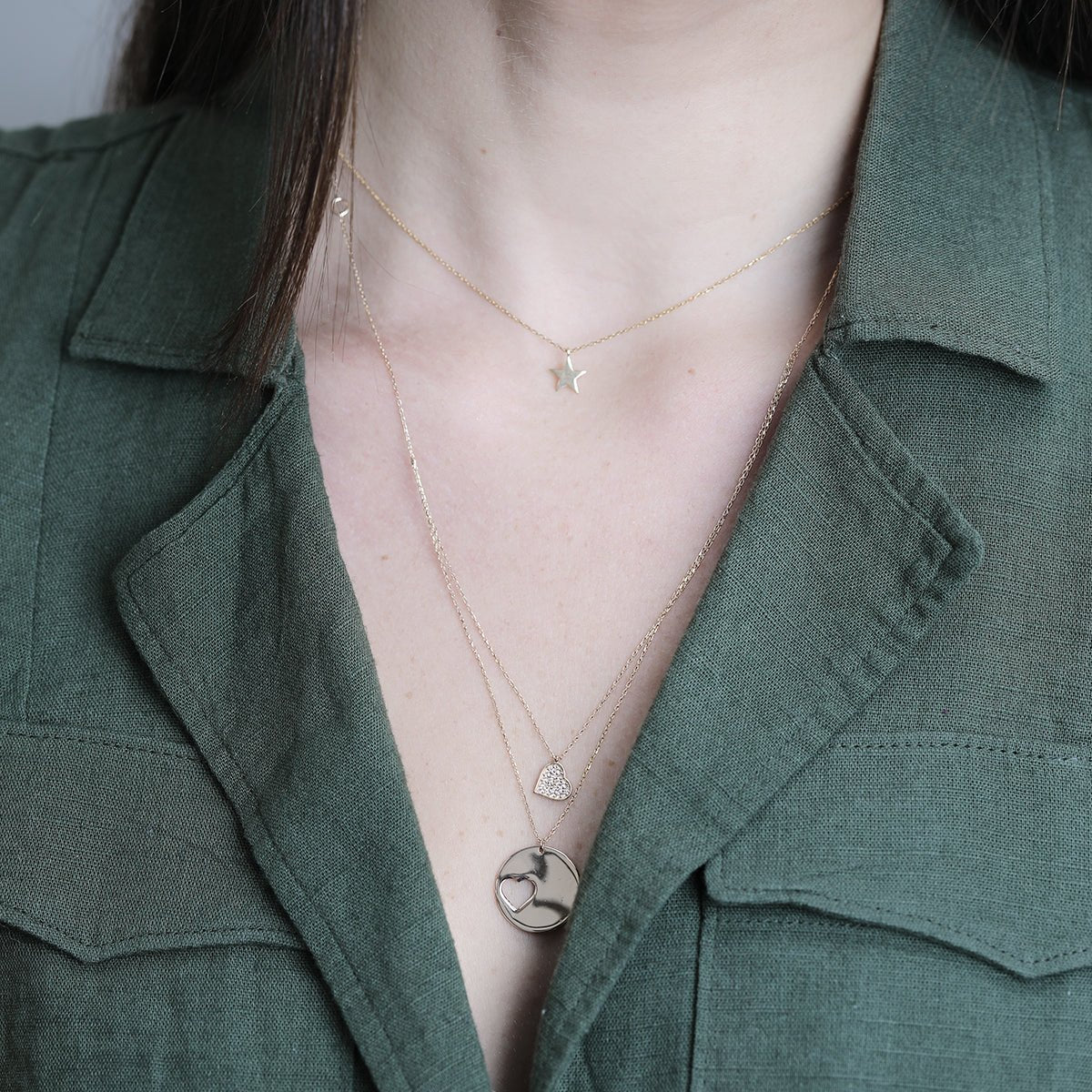 Yellow Gold Sapphire Cutout Heart Necklace - Image 2