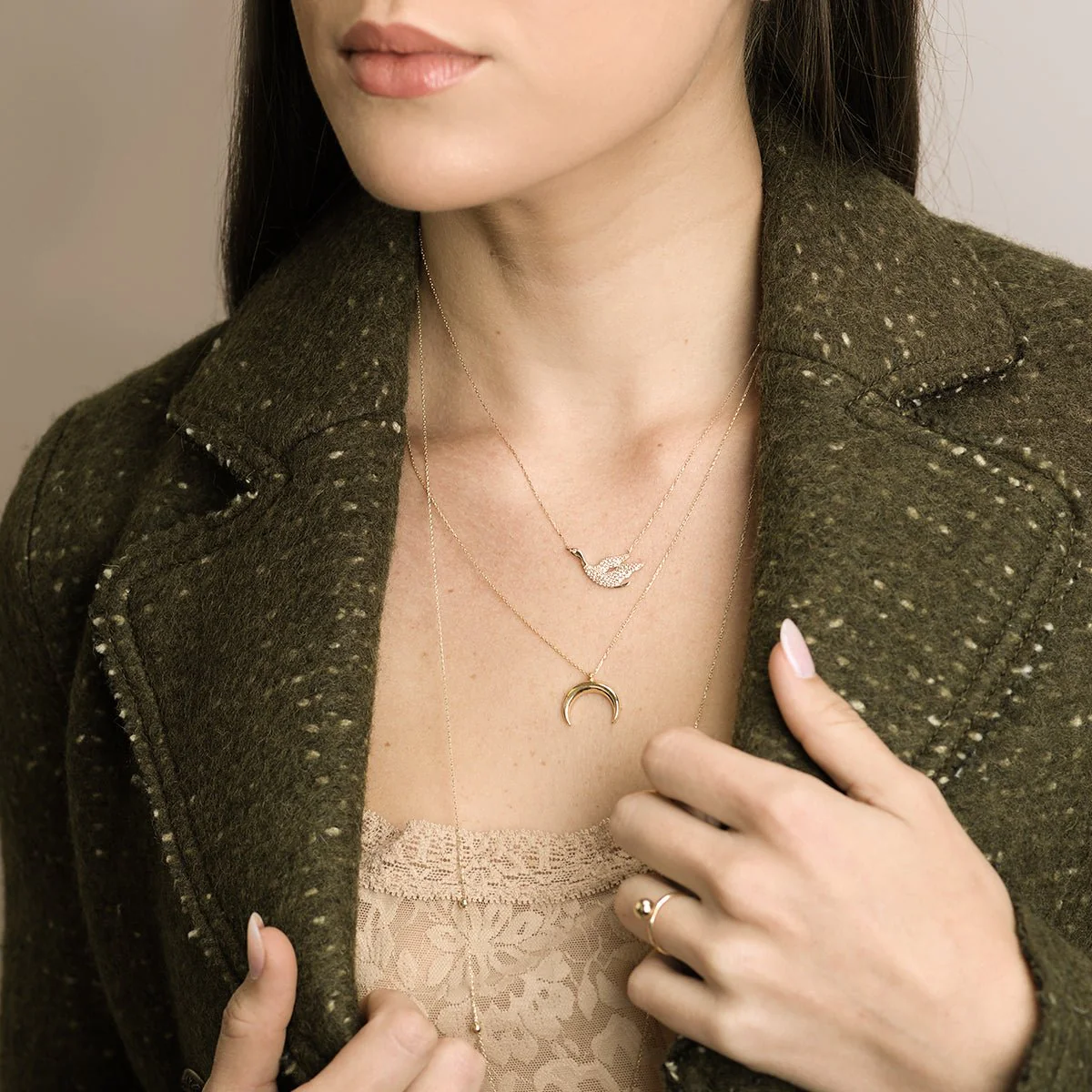 Yellow Gold Sapphire Swan Pendant Necklace - Image 2
