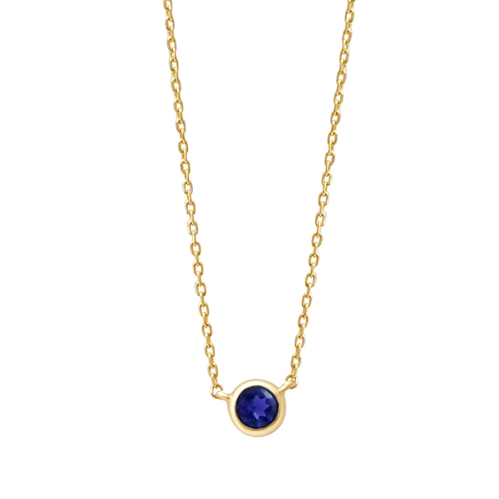 Yellow Gold Sapphire Bezel Station Necklace
