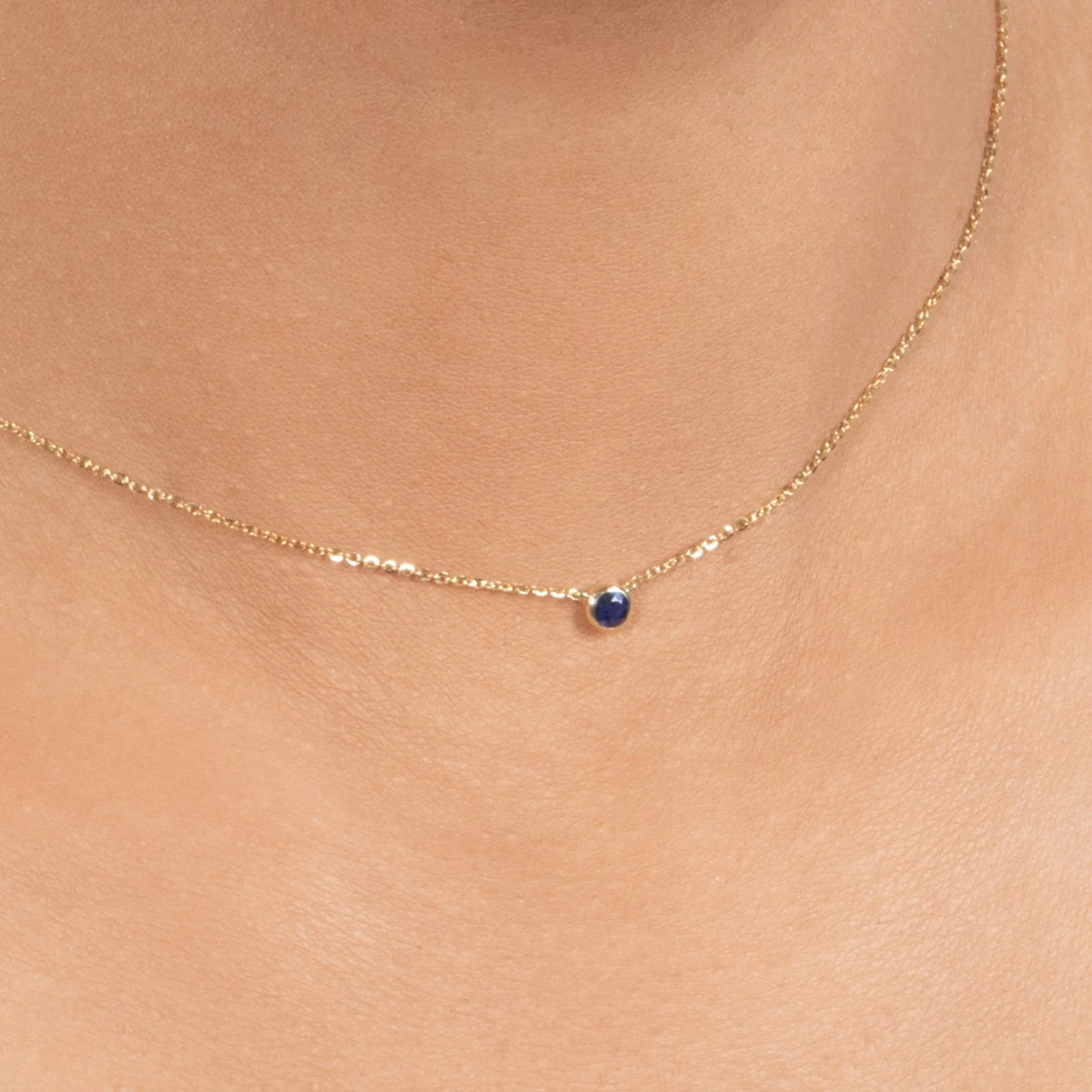 Yellow Gold Sapphire Bezel Station Necklace - Image 10