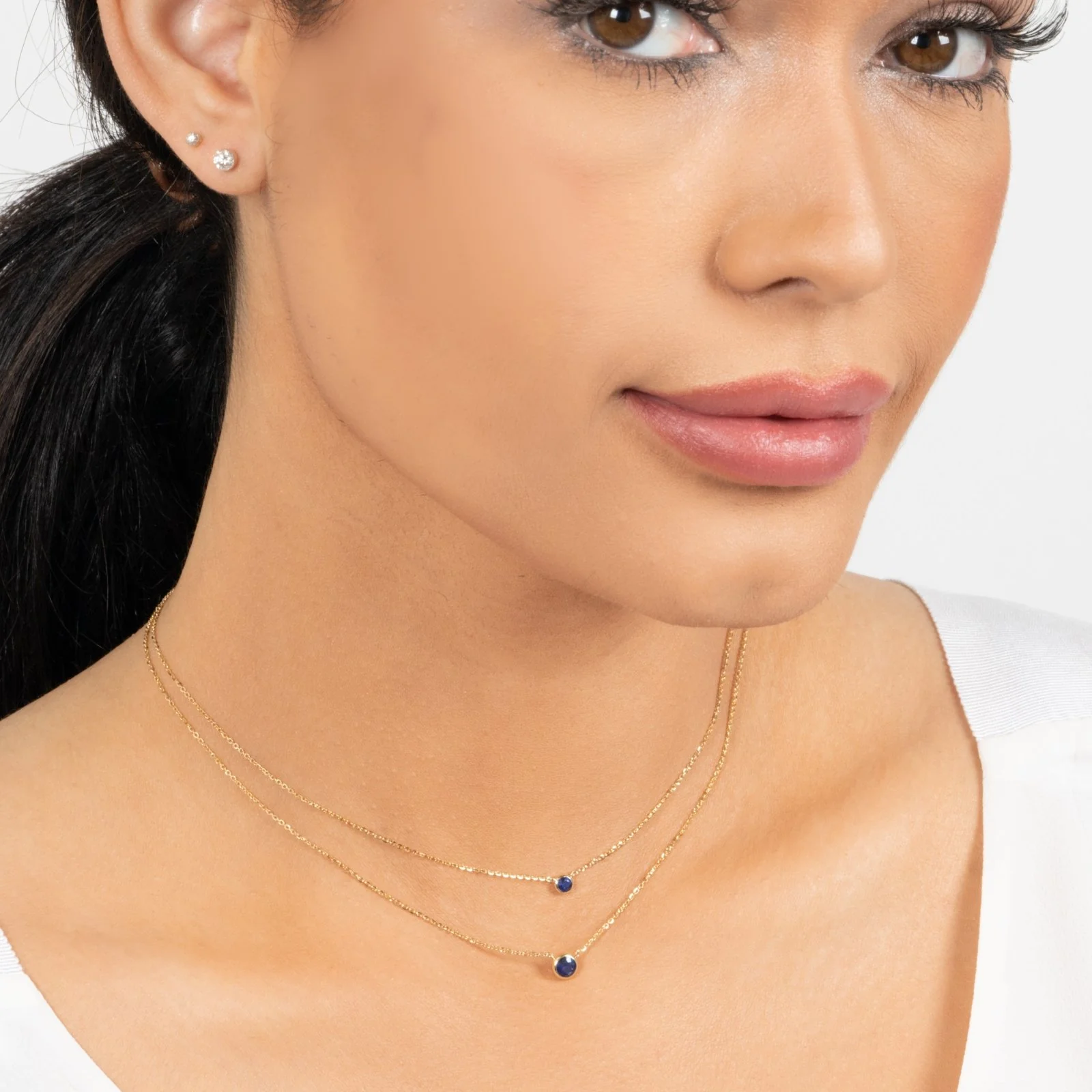 Yellow Gold Sapphire Bezel Station Necklace - Image 12