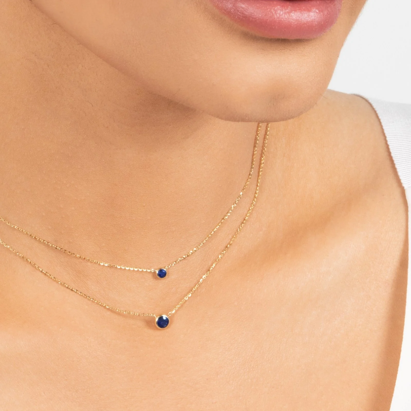 Yellow Gold Sapphire Bezel Station Necklace - Image 7
