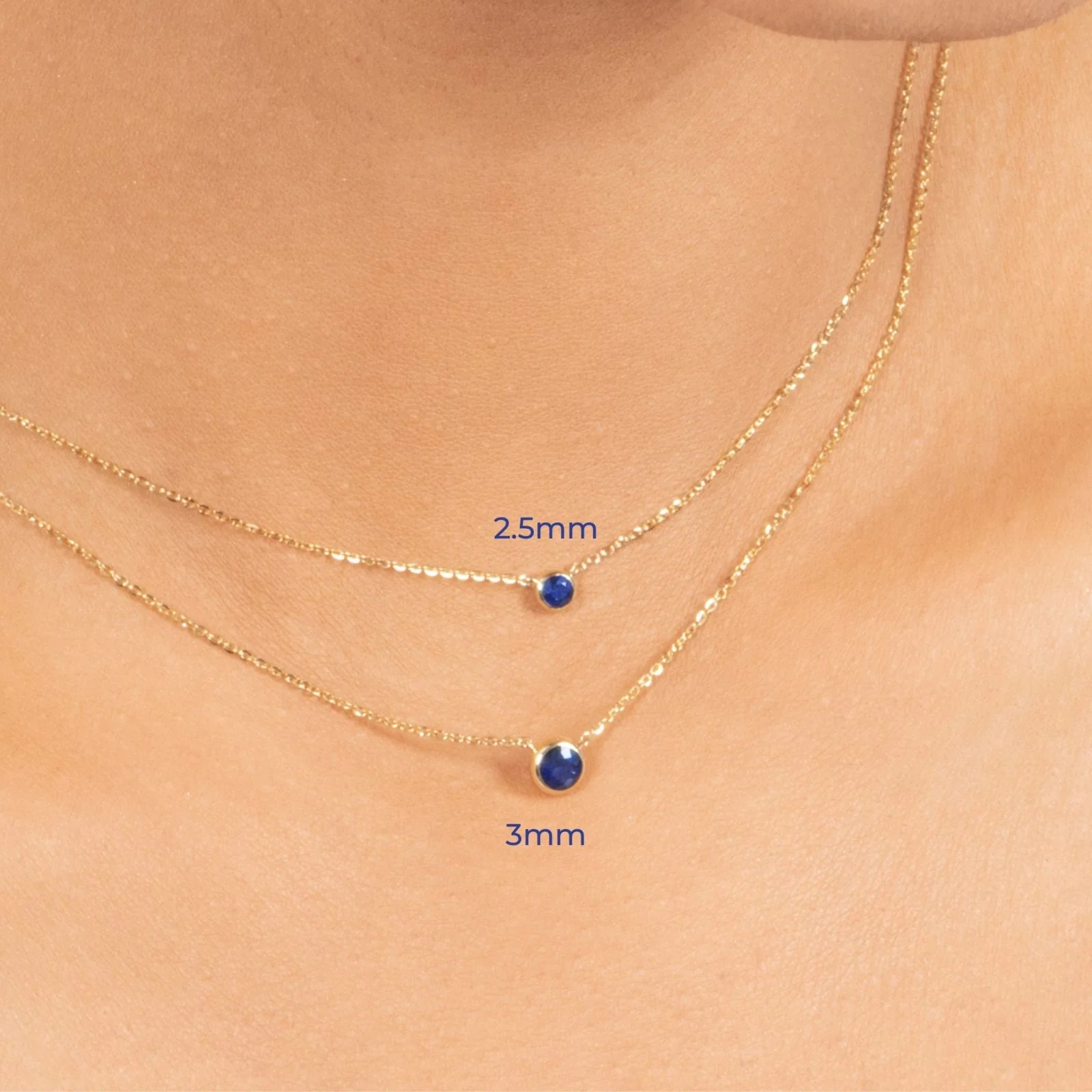 Yellow Gold Sapphire Bezel Station Necklace - Image 8