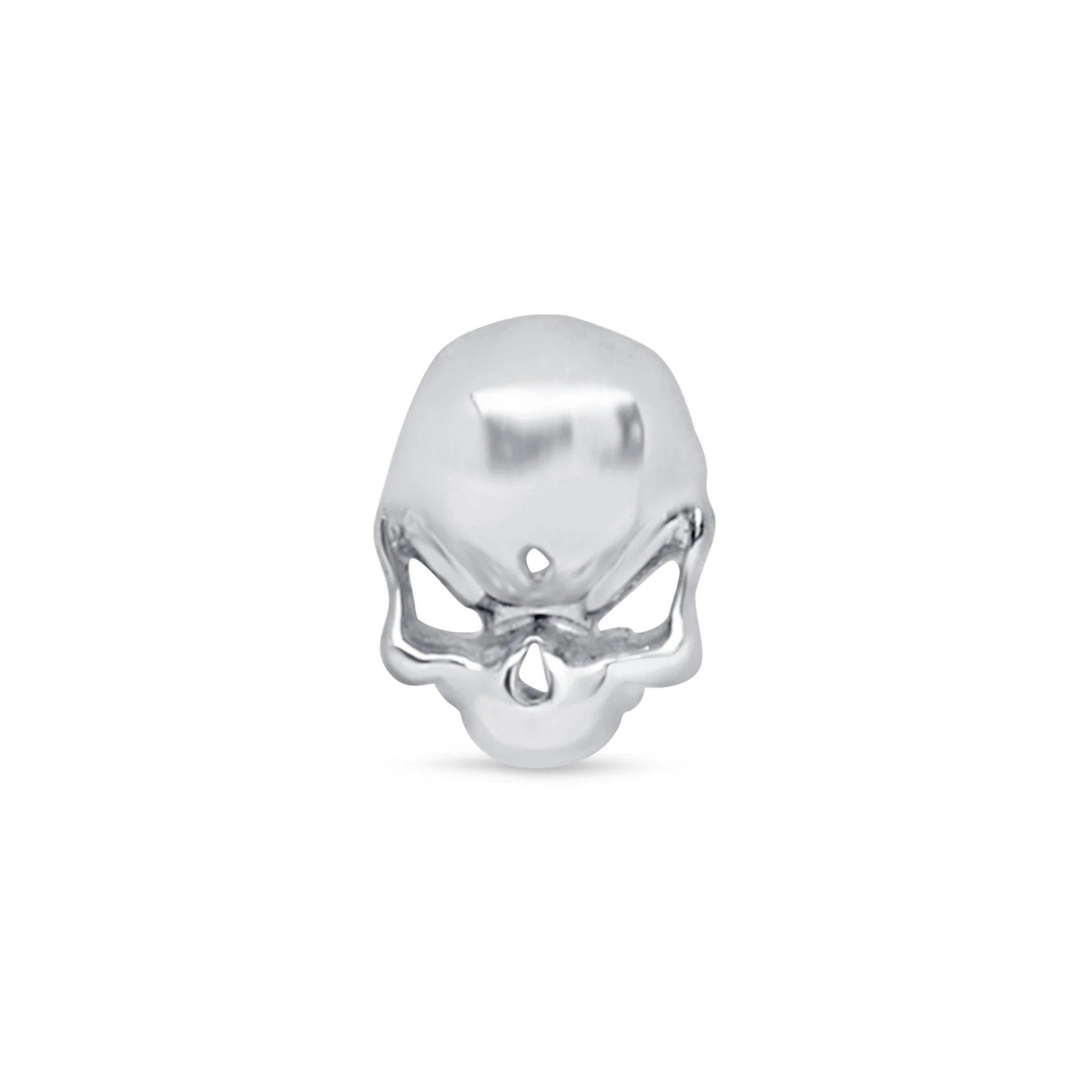 White Gold Sassy Skull Threaded Flat Back Earring