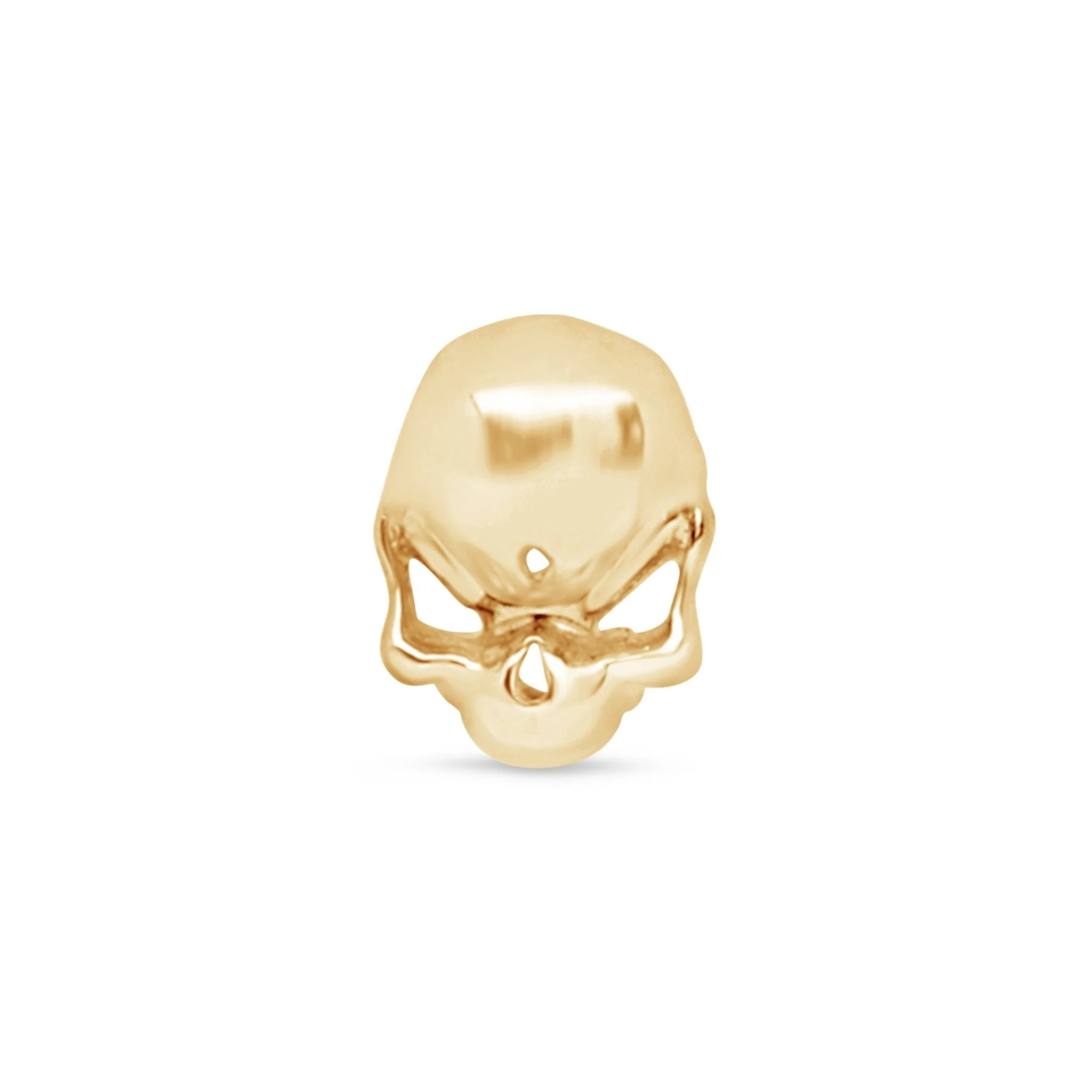 Yellow Gold Skull Flat Back Threaded Stud Earring