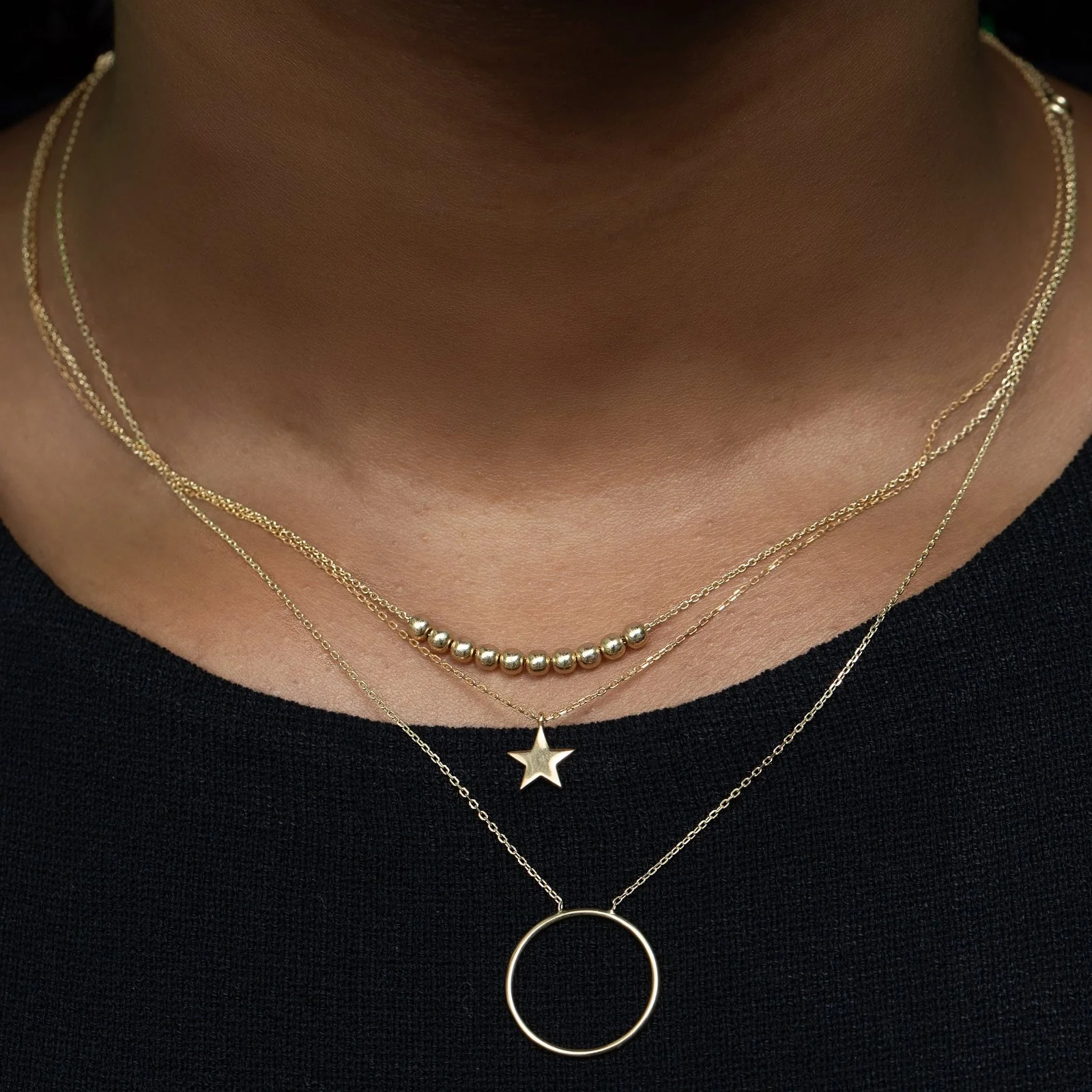 Yellow Gold Sliding Disc Bead Necklace - Image 4
