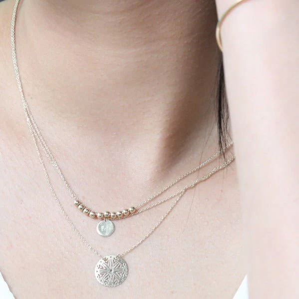 Yellow Gold Sliding Disc Bead Necklace - Image 5