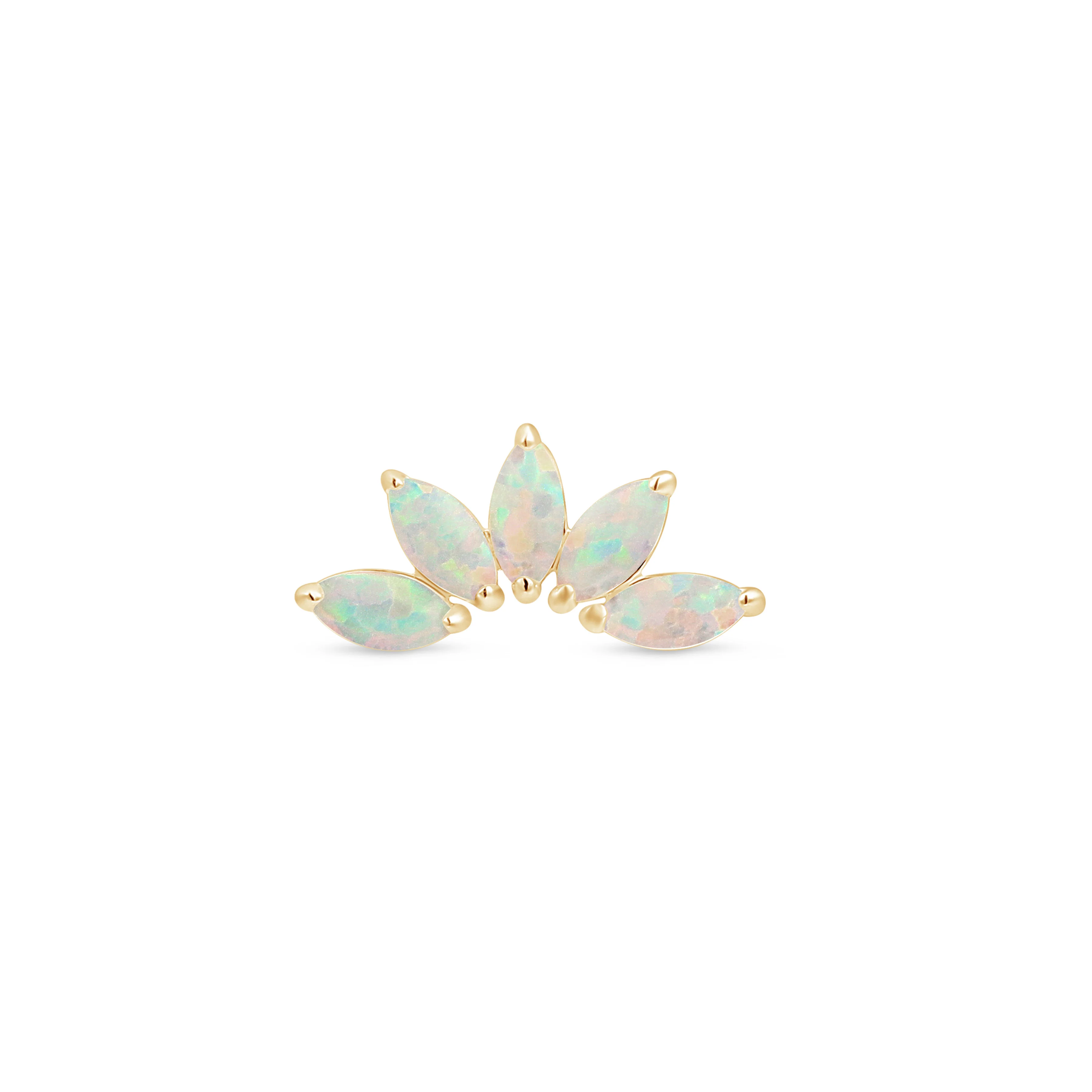 Yellow Gold Marquise Opal Stone Flat Back Earring