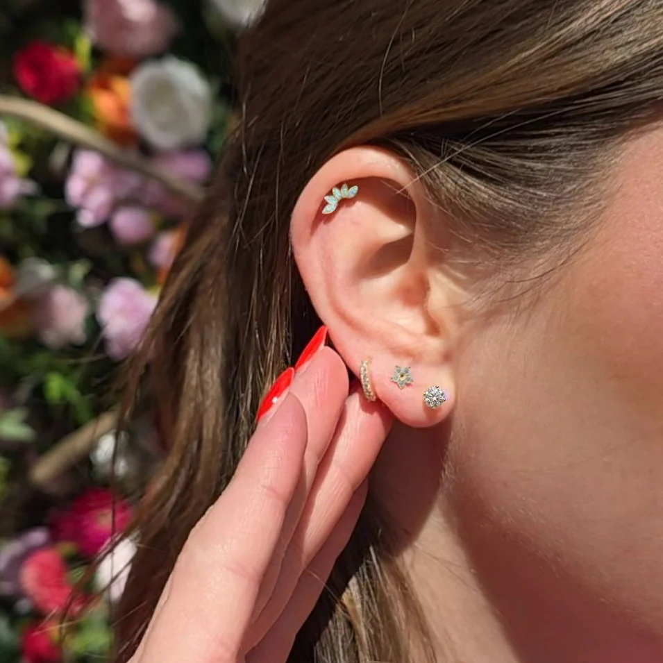 Yellow Gold Marquise Opal Stone Flat Back Earring - Image 10