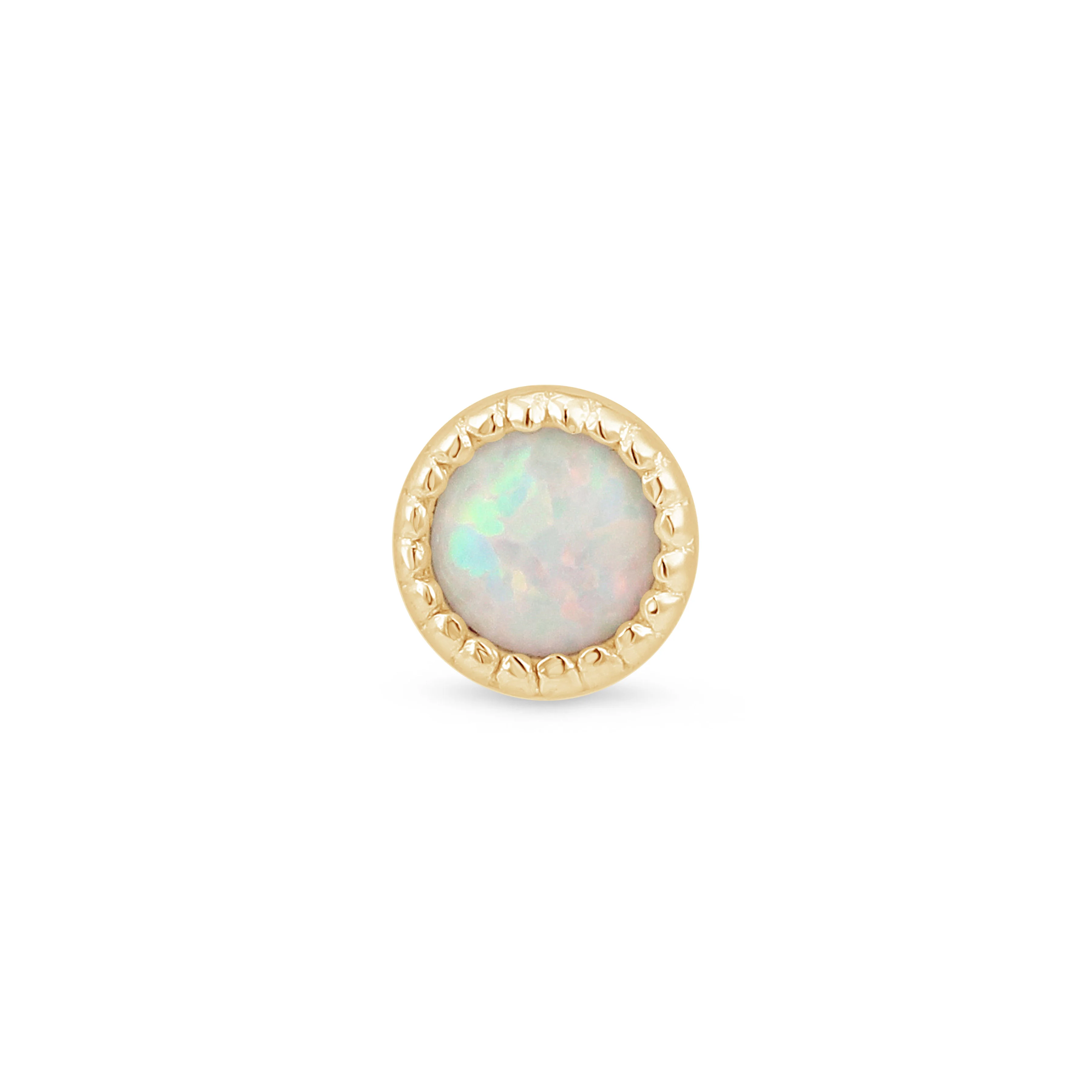 Yellow Gold Round Opal Flat Back Earring