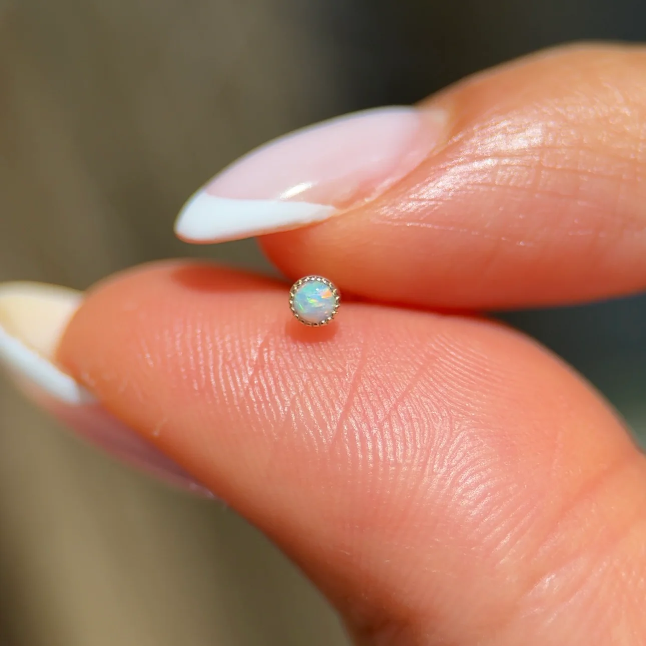 Yellow Gold Round Opal Flat Back Earring - Image 7