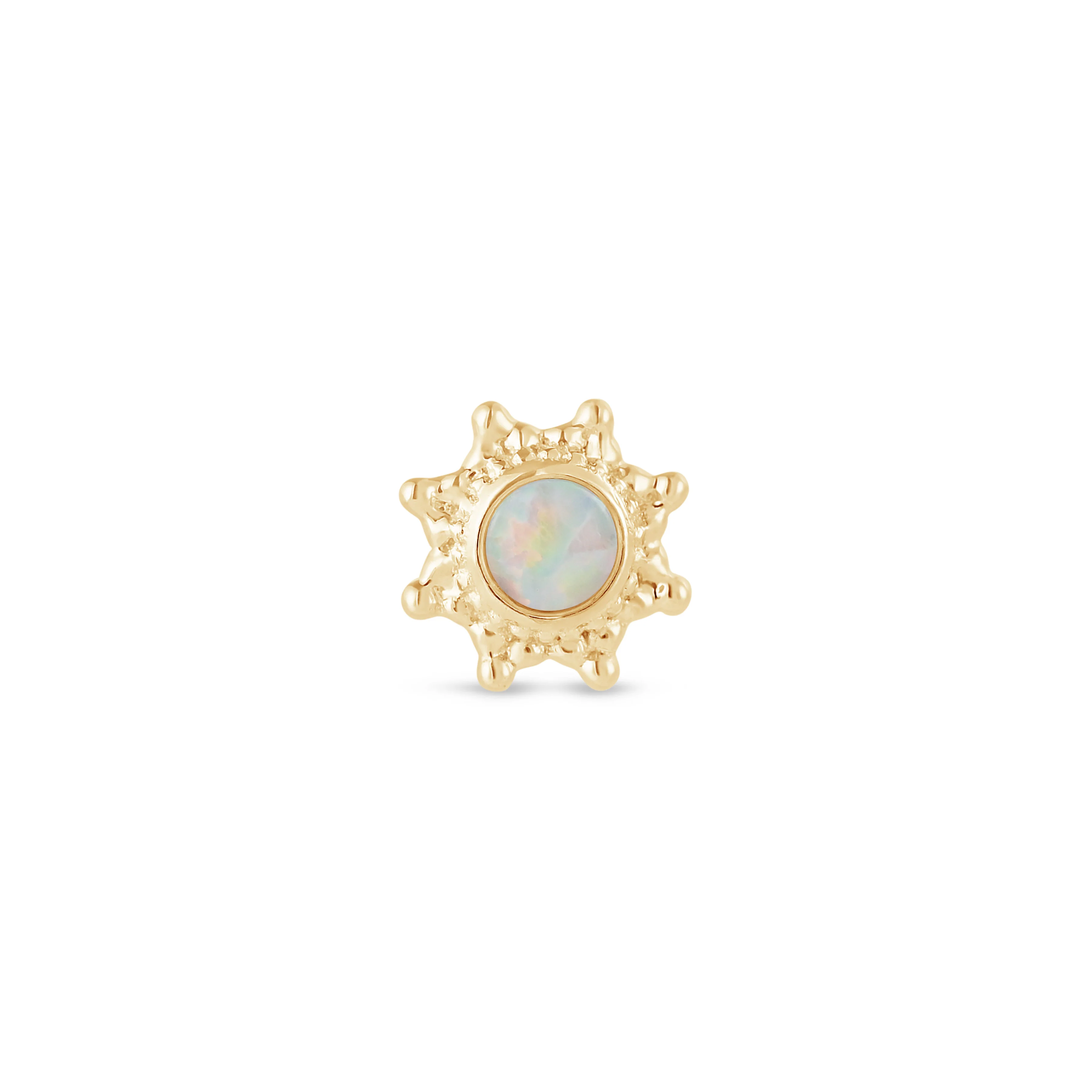 Yellow Gold Sunburst Opal Flat Back Earring