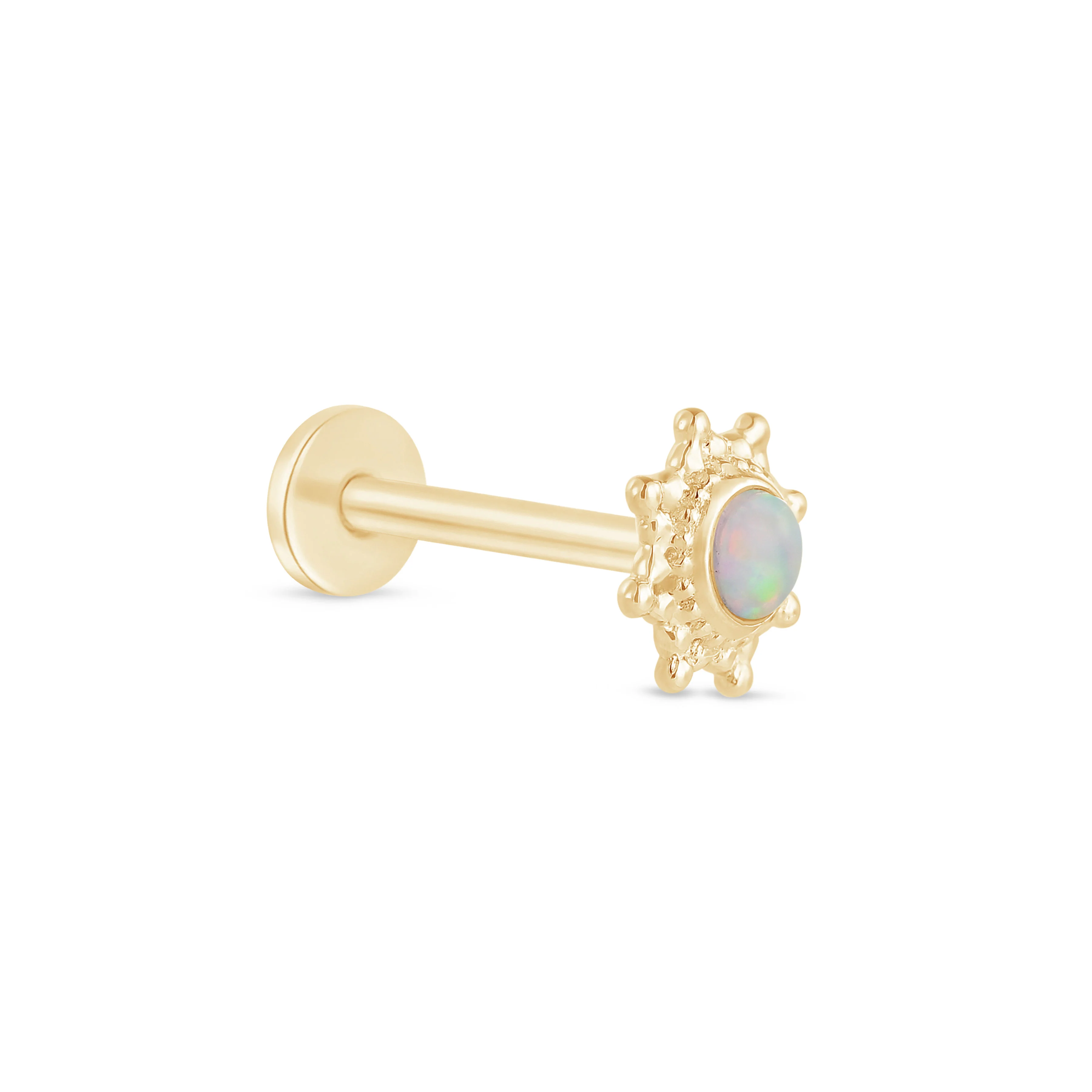 Yellow Gold Sunburst Opal Flat Back Earring - Image 7