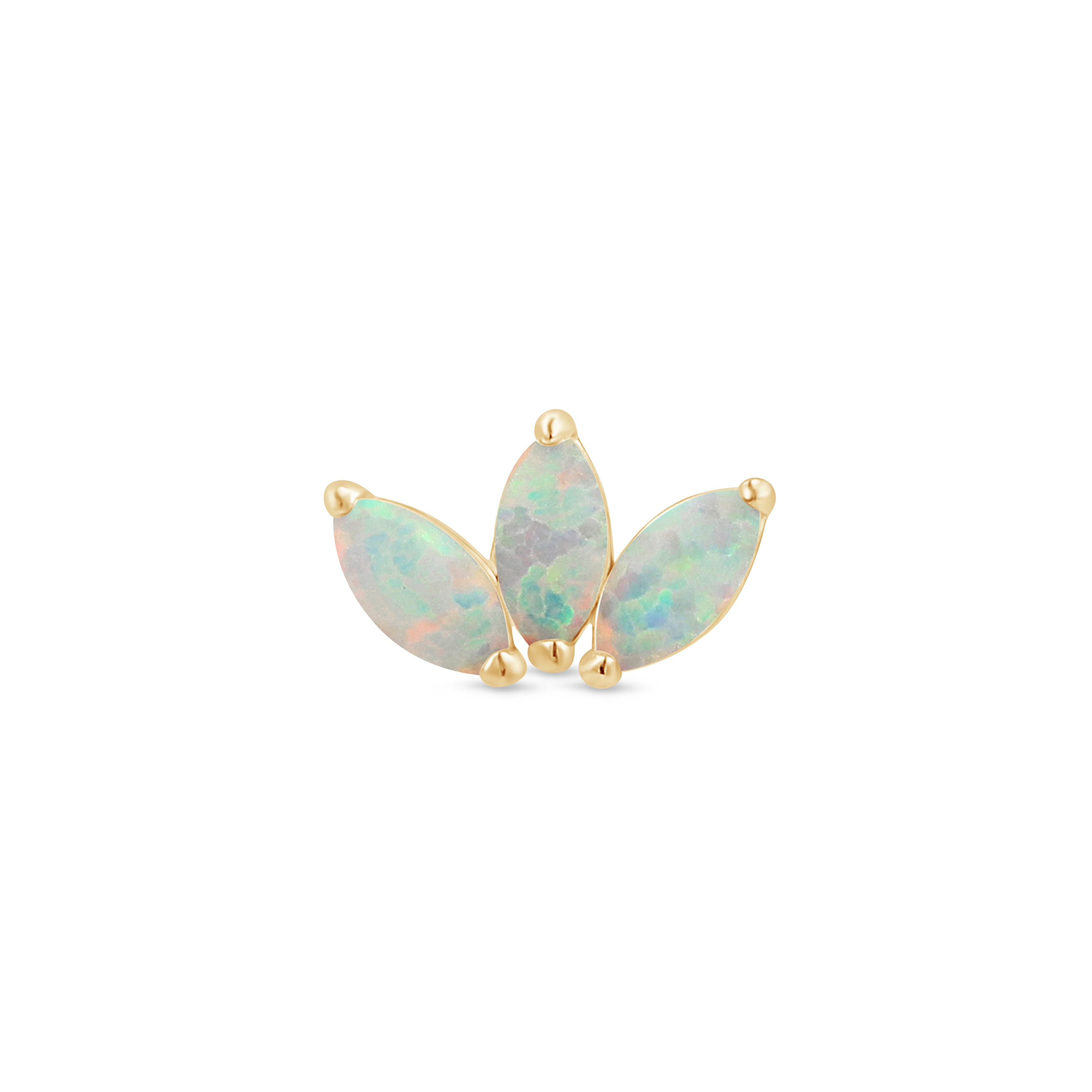 Yellow Gold Triple Marquise Opal Flat Back Earring
