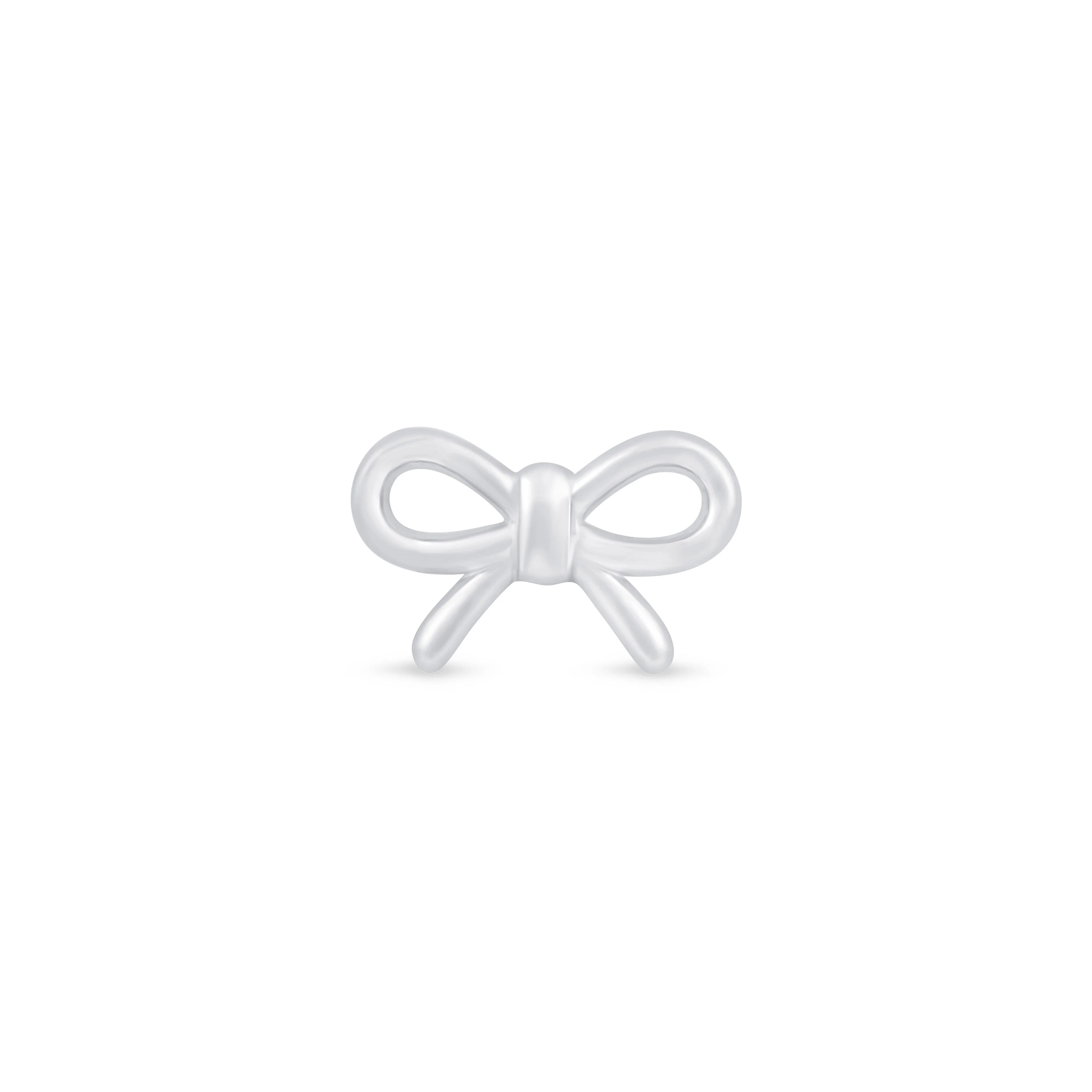 White Gold Bow Knot Flat Back Threaded Stud Earring