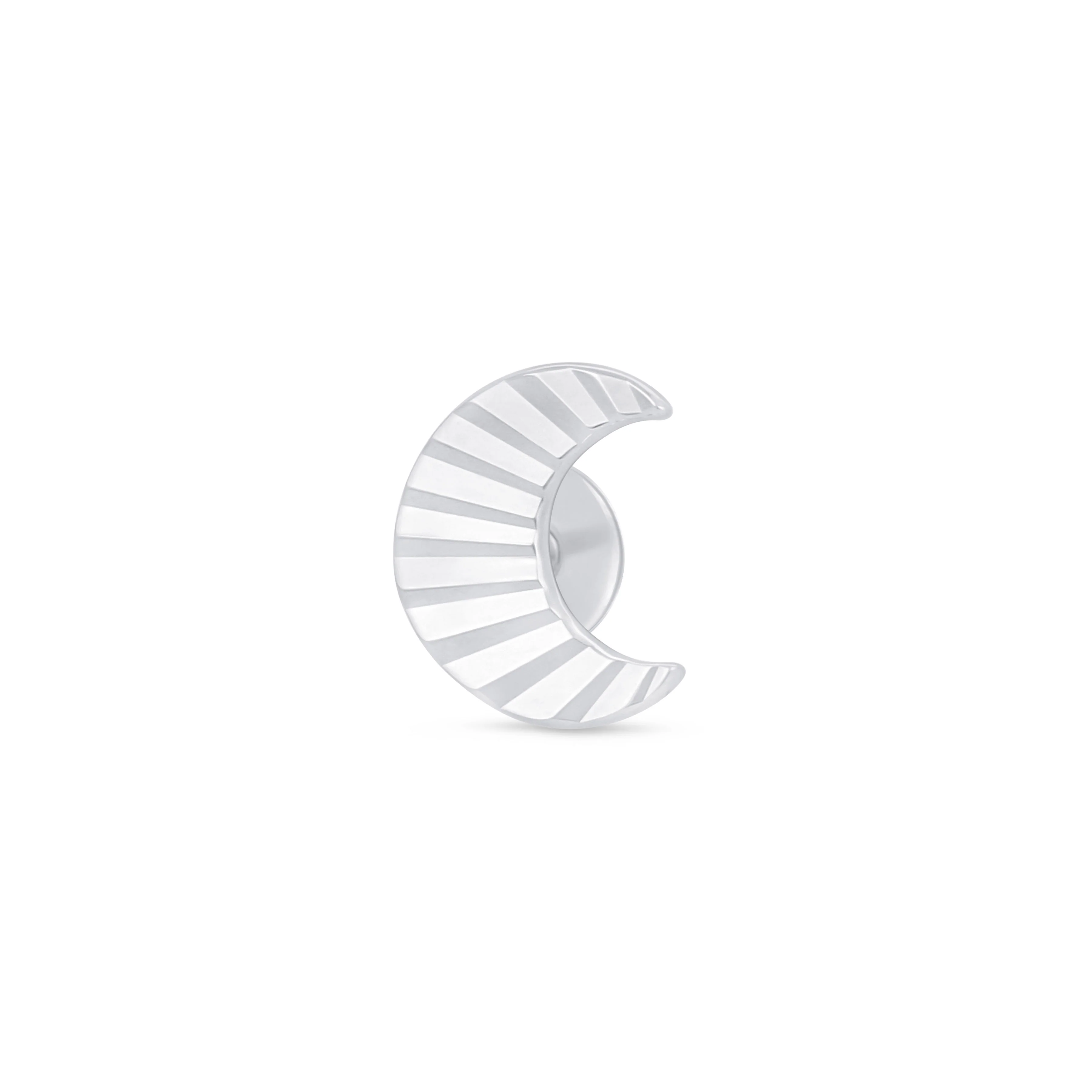 White Gold Crescent Moon Flat Back Earring