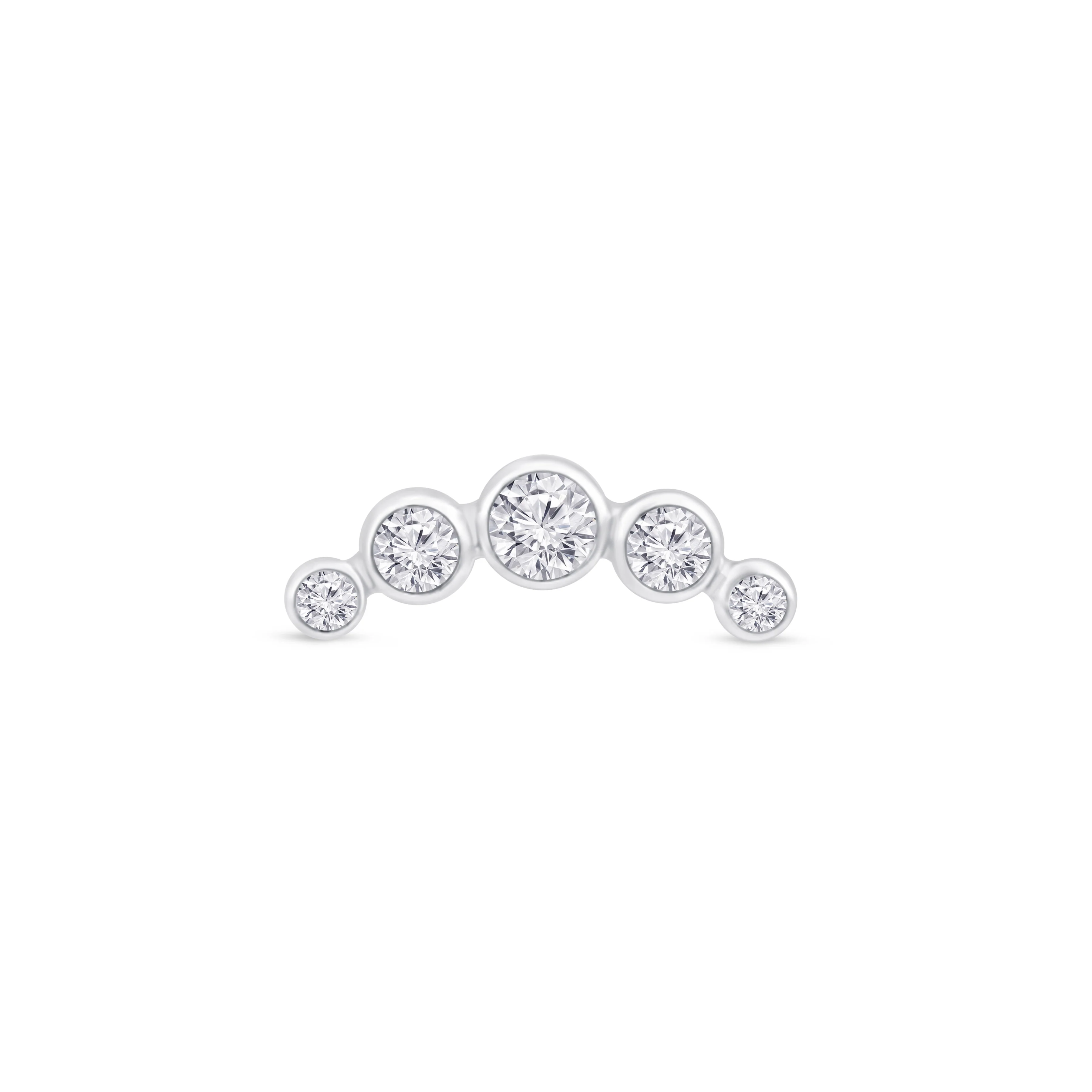 White Gold CZ Stone Ear Crawler Flat Back Earring