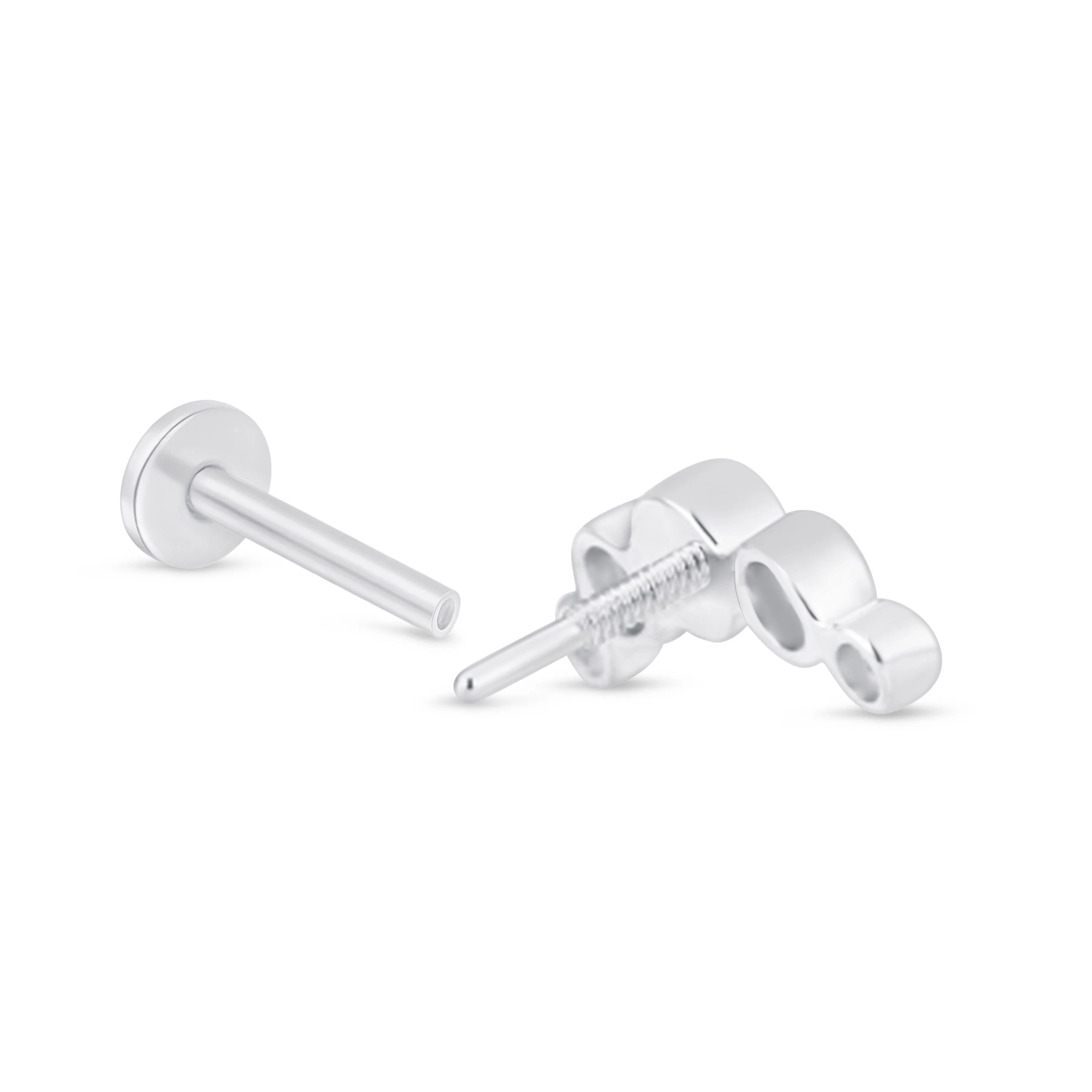 White Gold CZ Stone Ear Crawler Flat Back Earring - Image 8