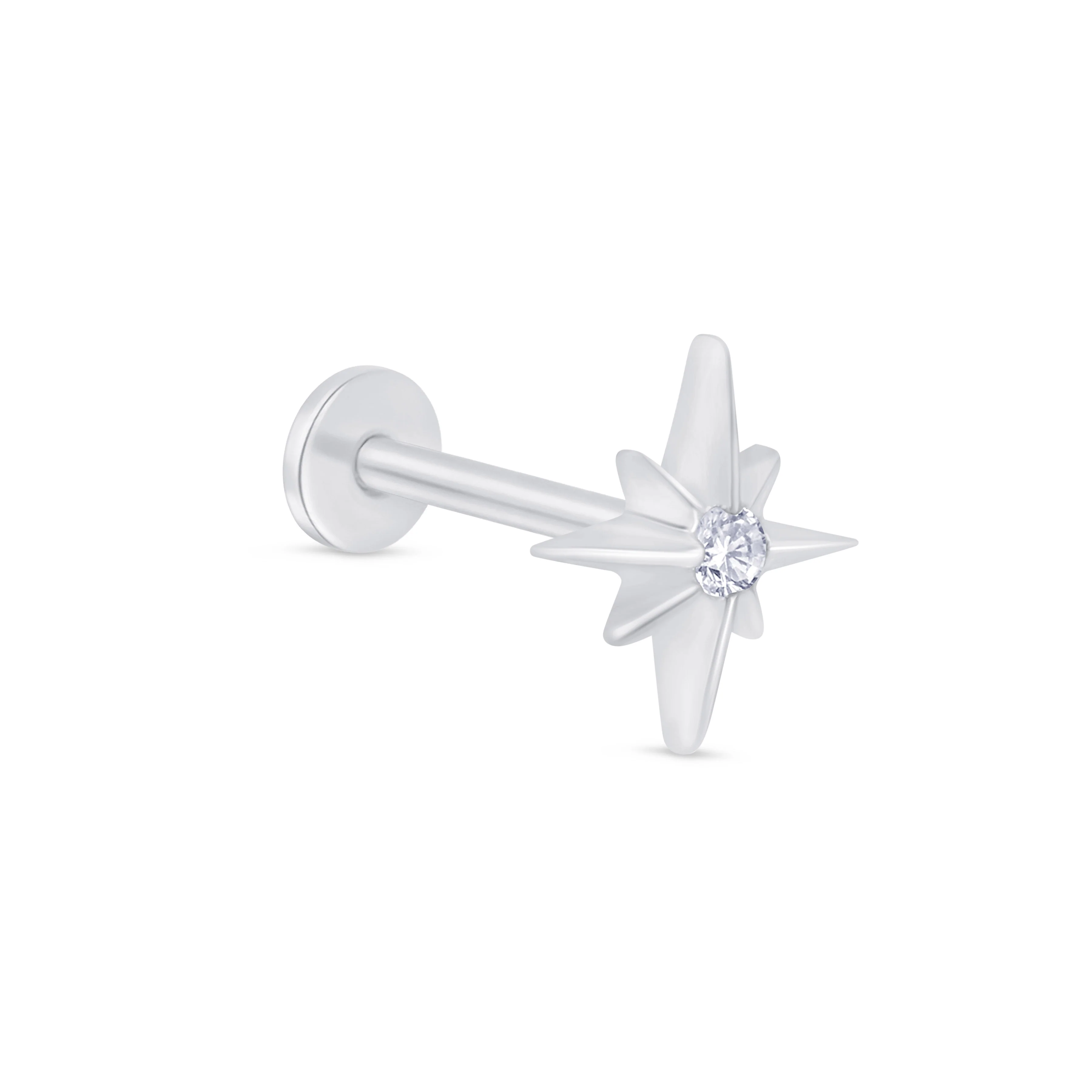 White Gold Starburst Flat Back Gemstone Stud - Image 6