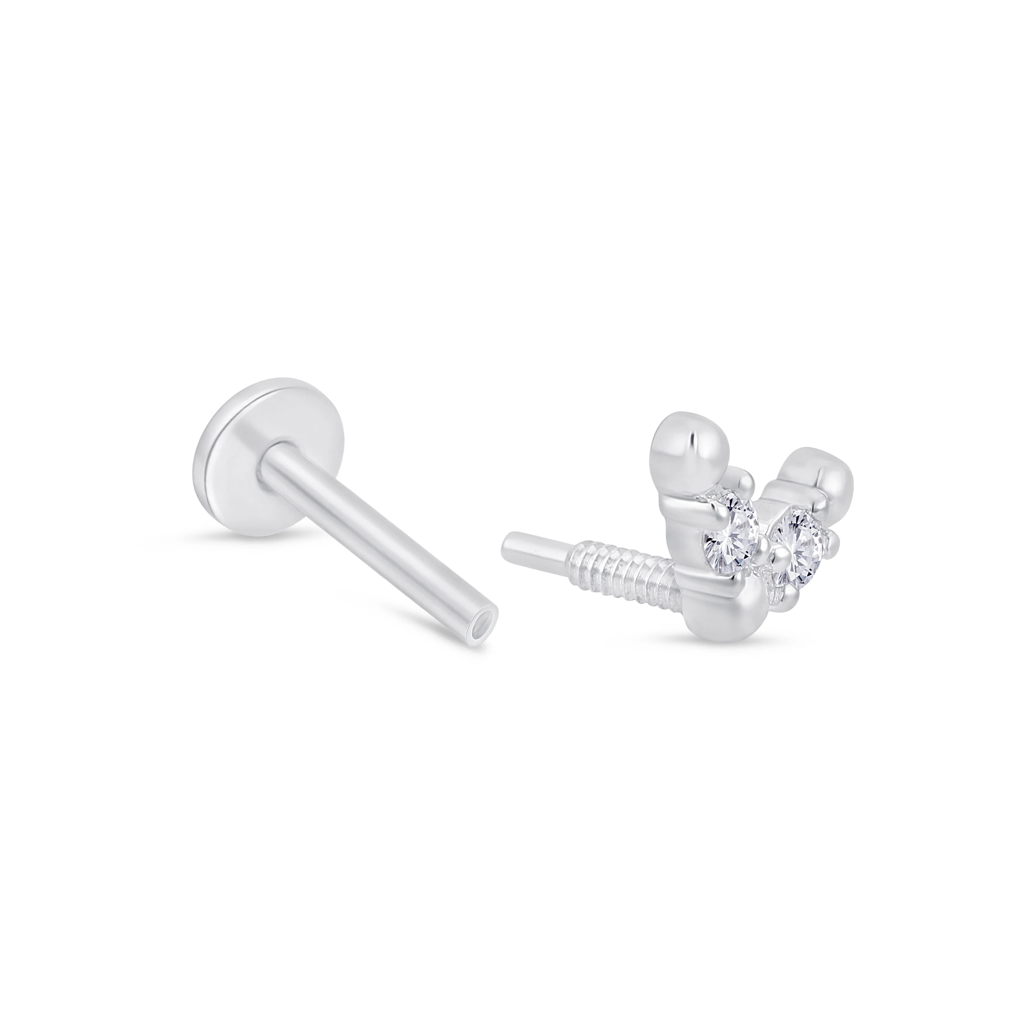White Gold Chevron Flat Back Gemstone Stud - Image 6