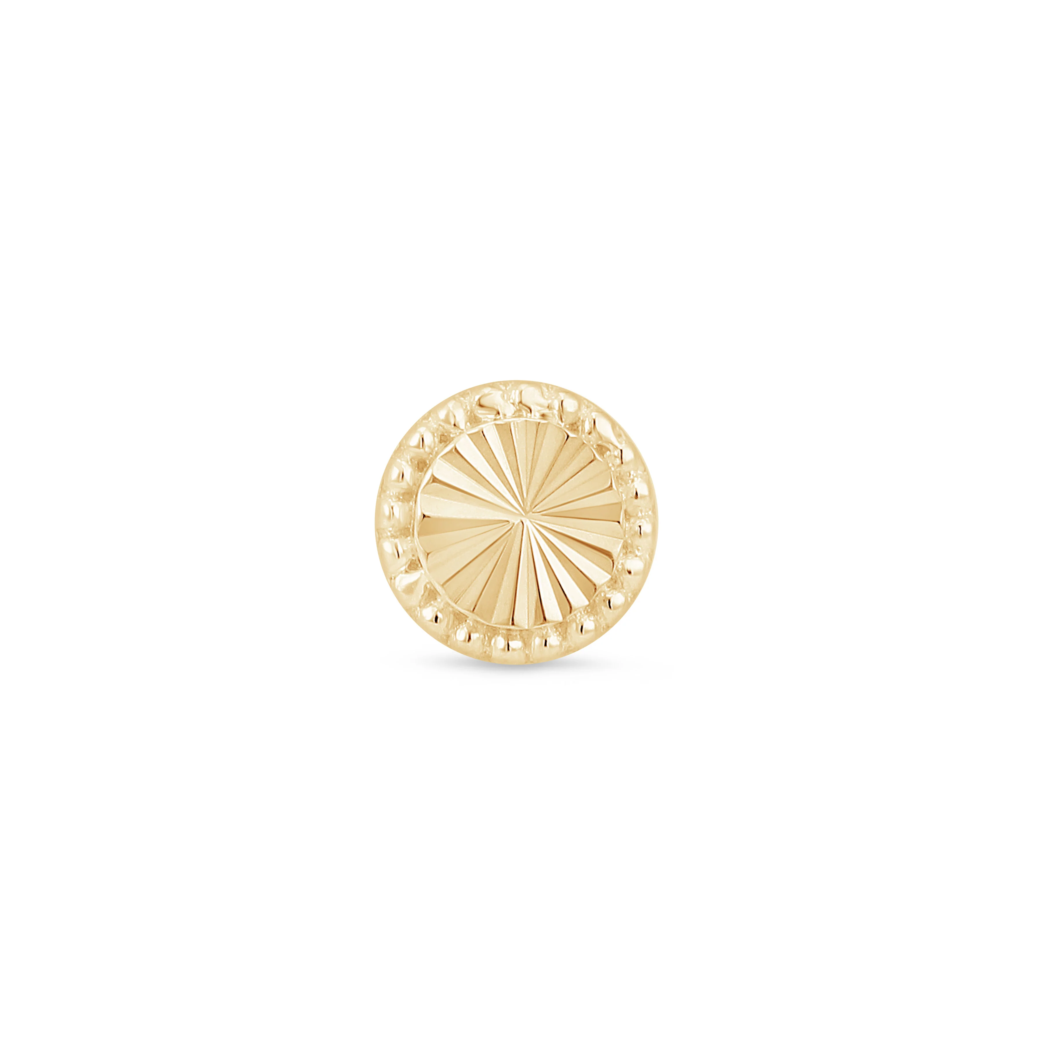 Yellow Gold Diamond Cut Disc Flat Back Earring