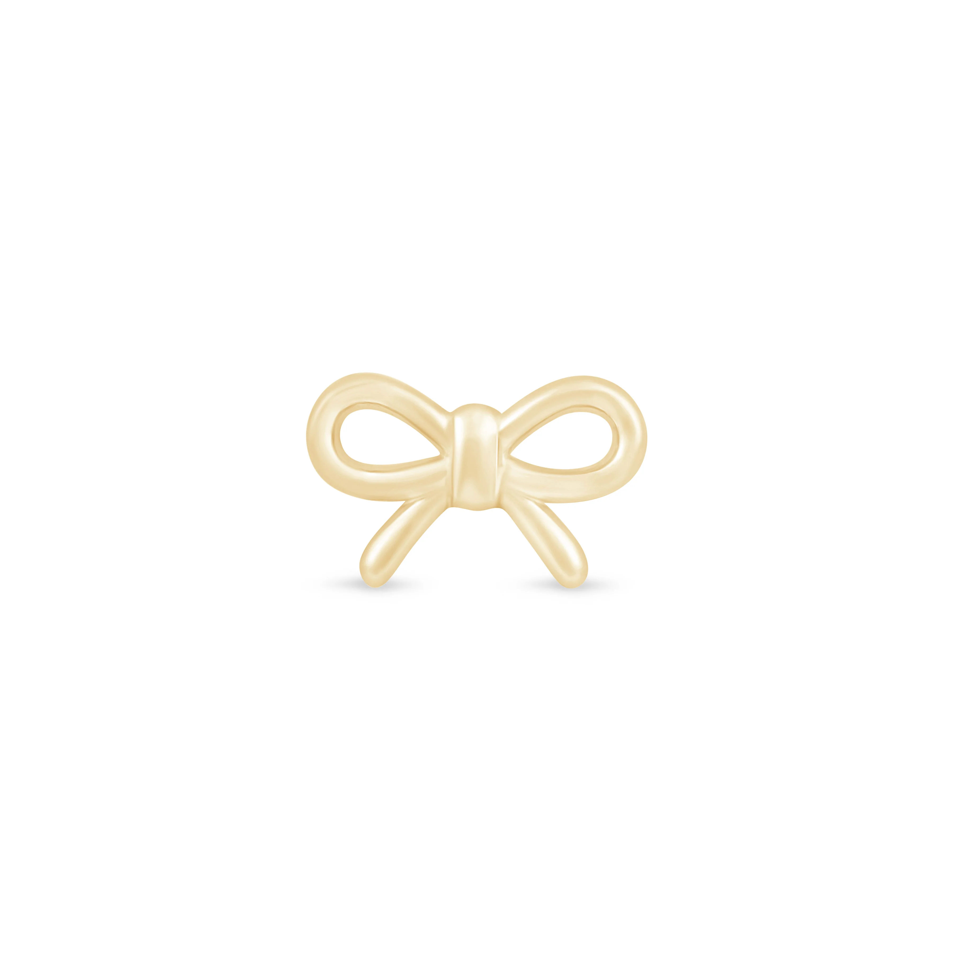 Yellow Gold Bow Knot Flat Back Threaded Stud Earring