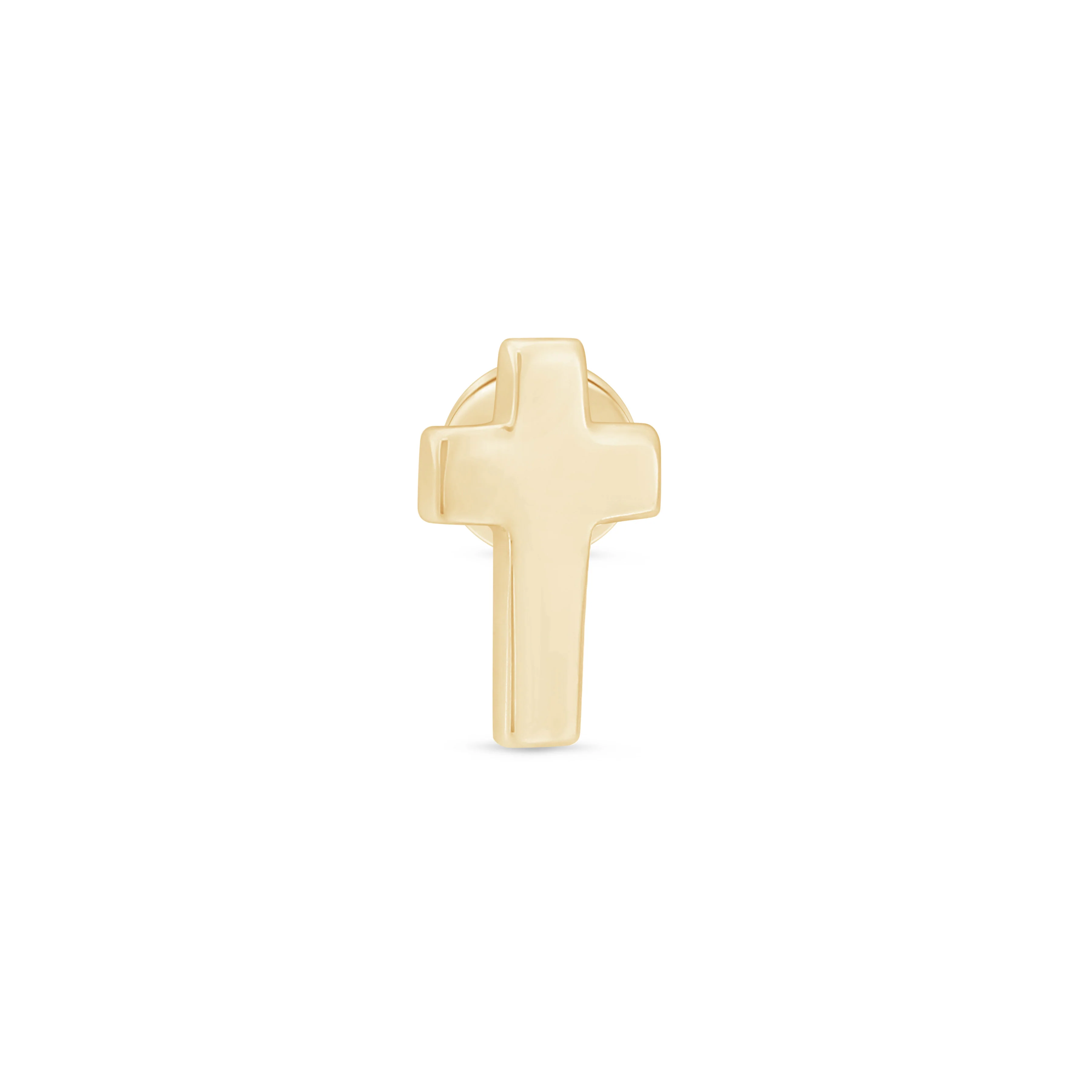 Yellow Gold Cross Flat Back Threaded Stud Earring