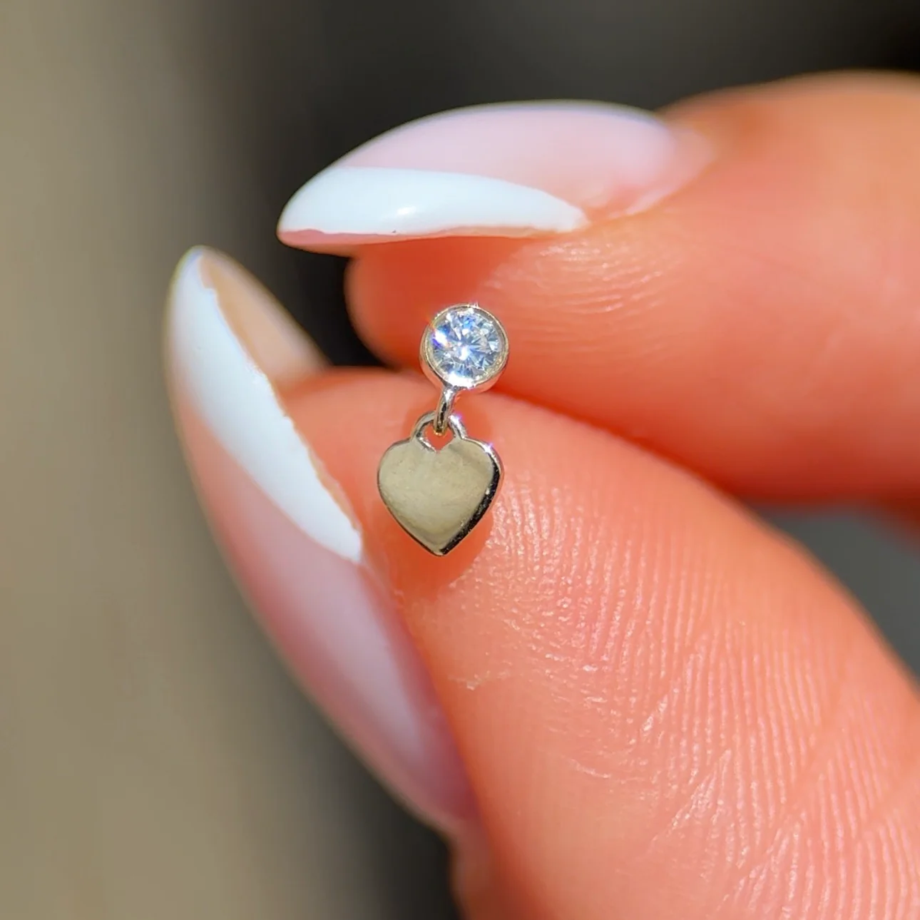 Yellow Gold Heart Drop Flat Back Stone Earring - Image 4