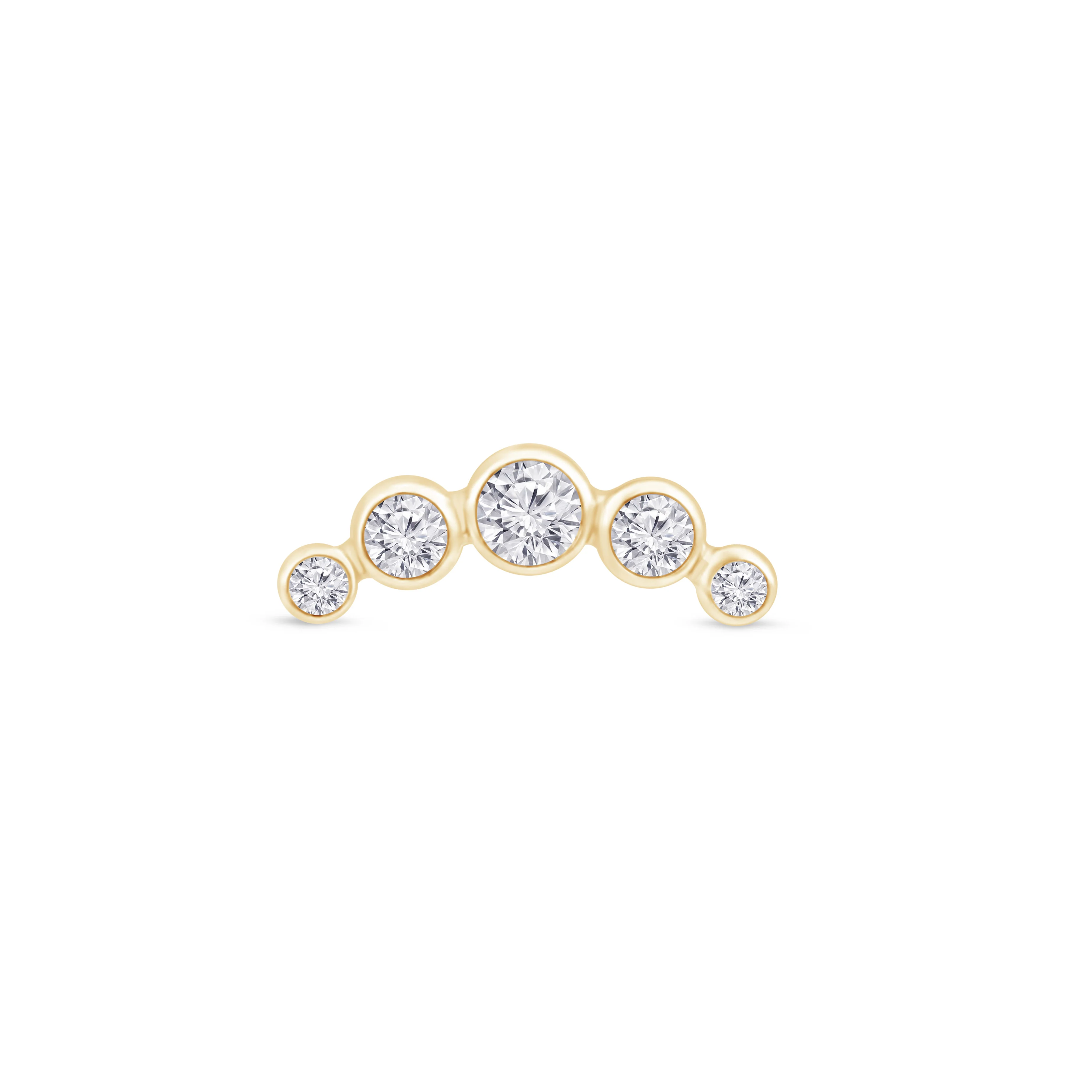 Yellow Gold CZ Stone Ear Crawler Flat Back Earring