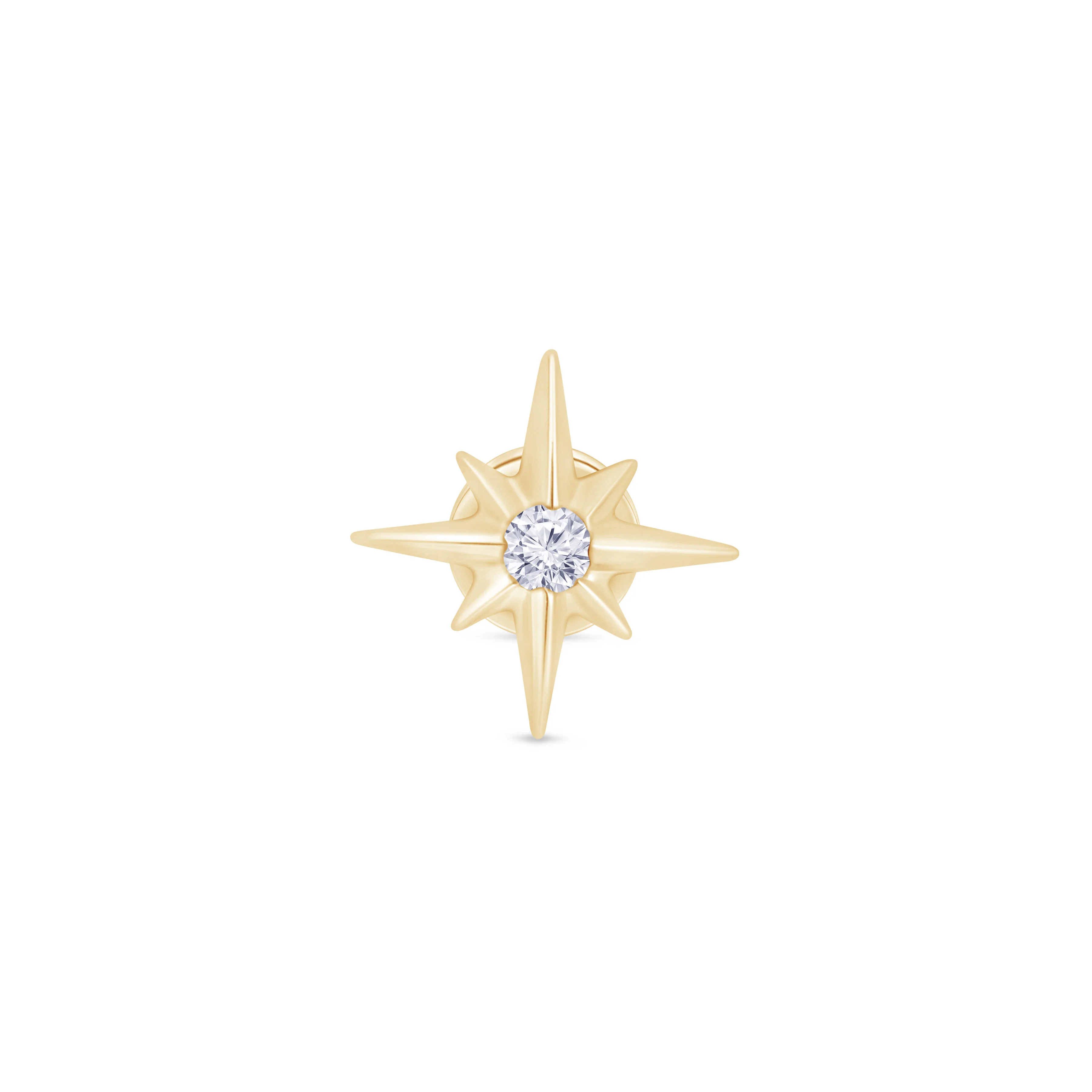 Yellow Gold Starburst Flat Back Gemstone Stud