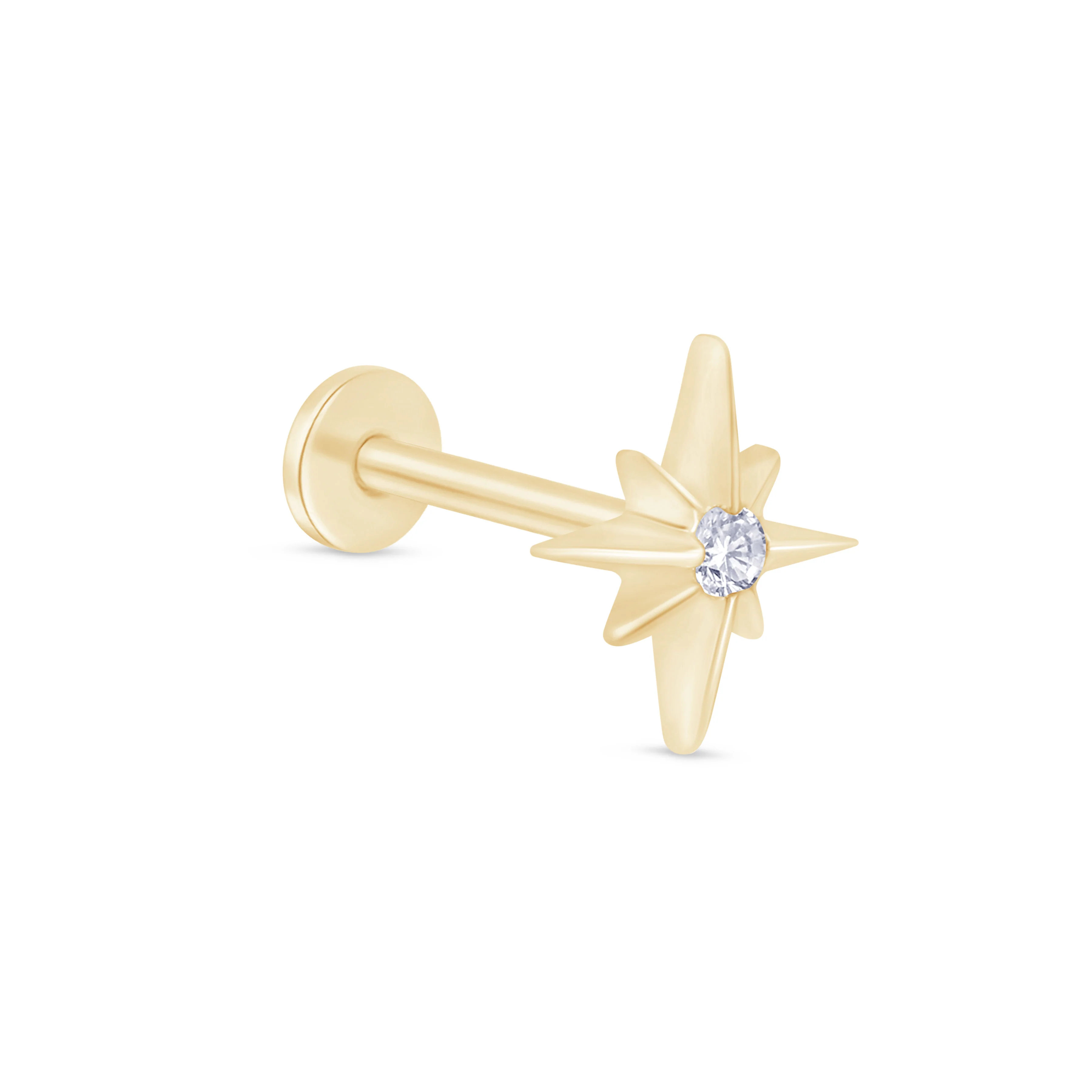 Yellow Gold Starburst Flat Back Gemstone Stud - Image 10