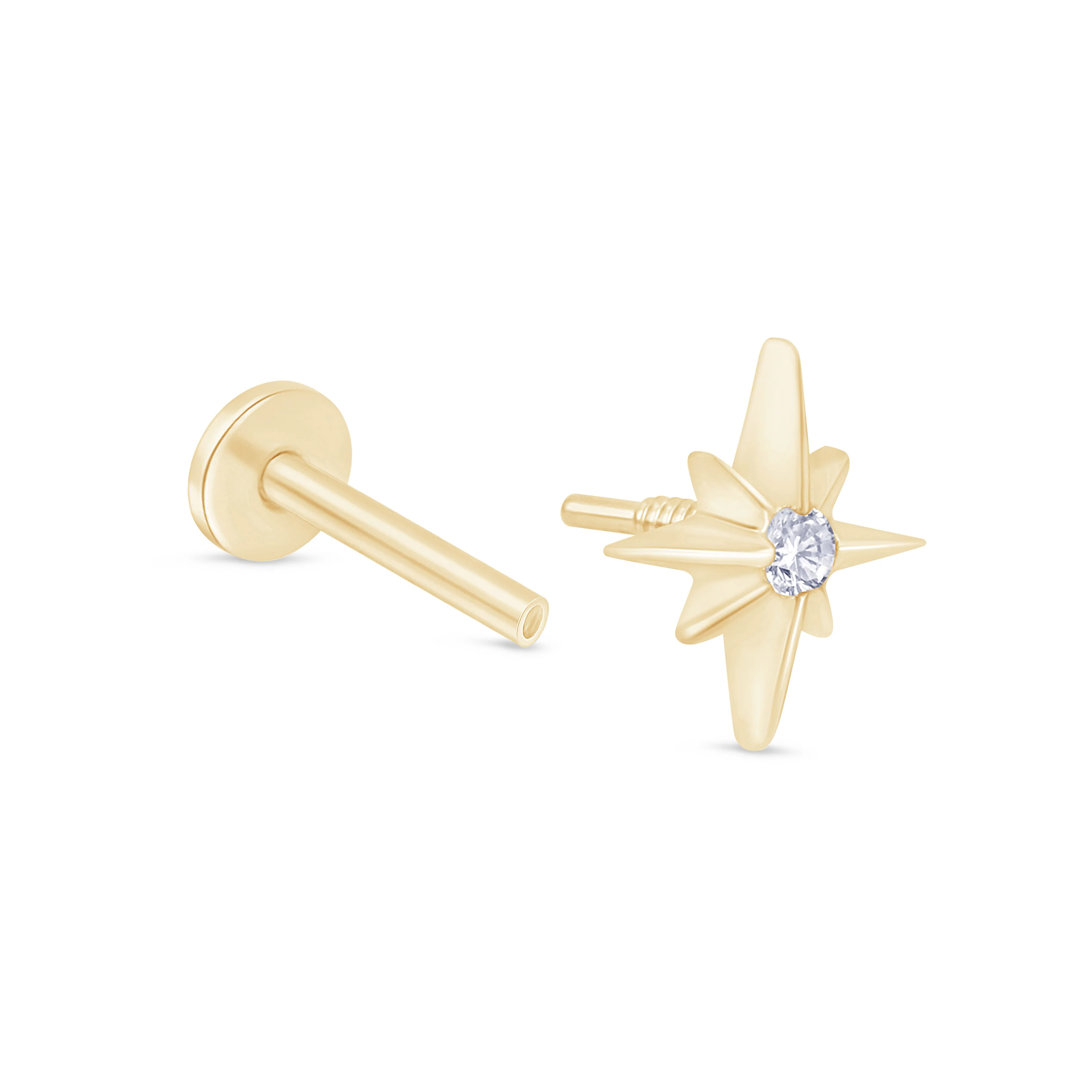 Yellow Gold Starburst Flat Back Gemstone Stud - Image 11