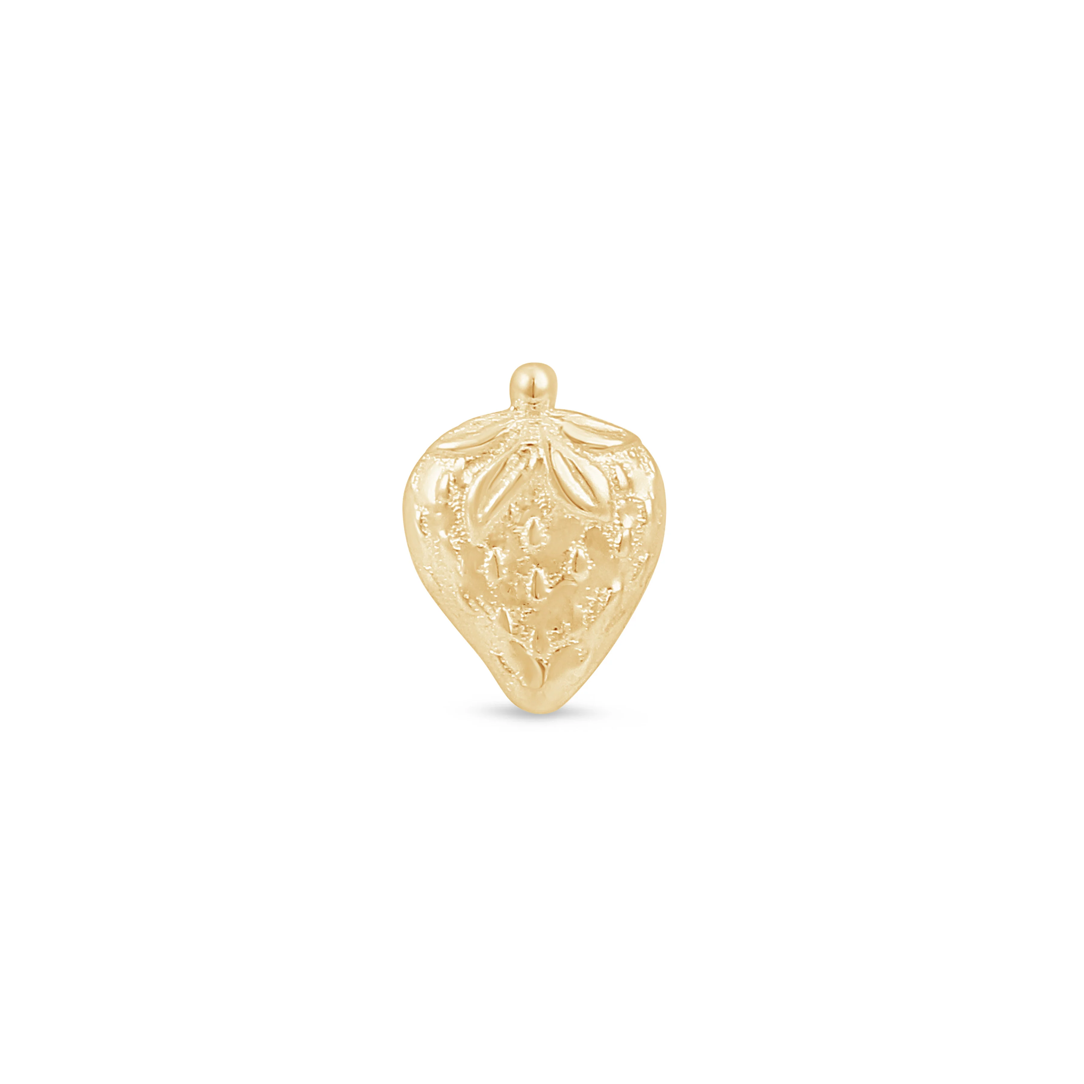 Yellow Gold Strawberry Flat Back Earring