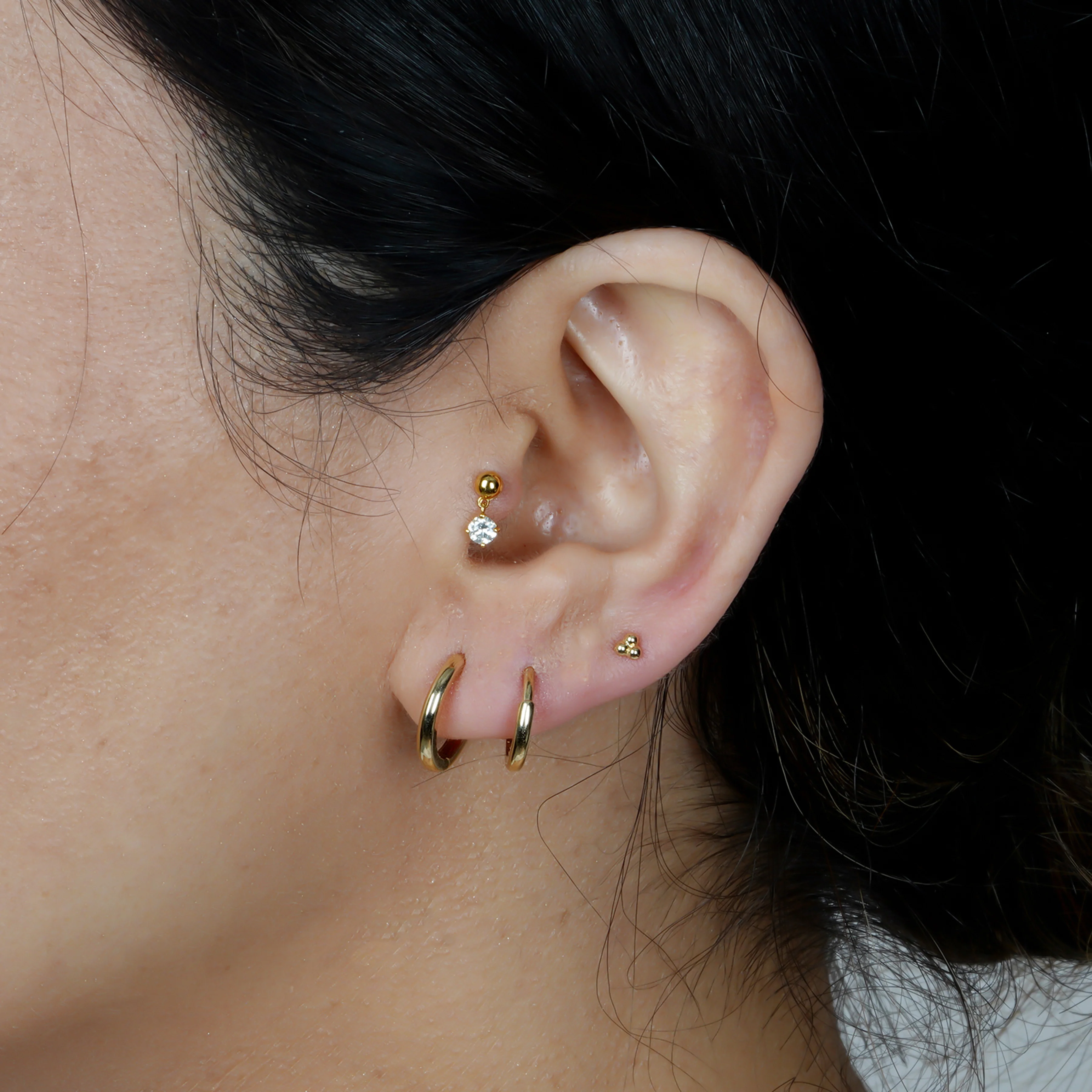 Yellow Gold Solitaire Diamond Drop Flat Back Earring - Image 12