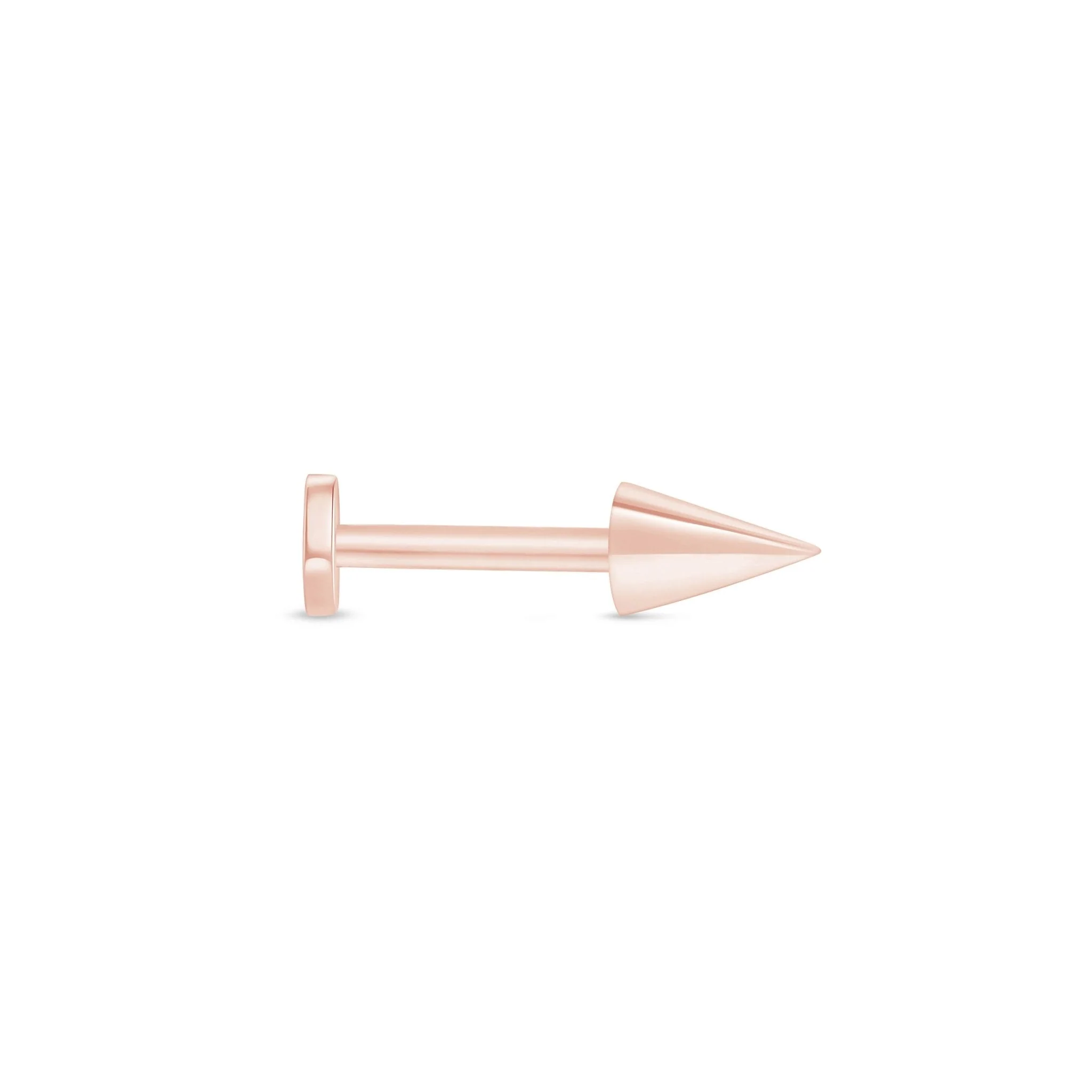 Rose Gold Spike Threaded Flat Back Earring