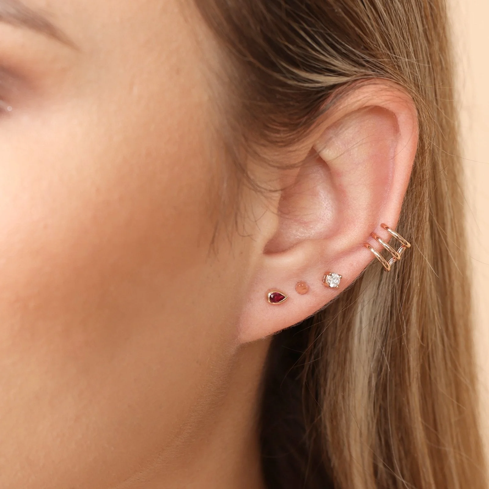 Rose Gold Spike Threaded Flat Back Earring - Image 5