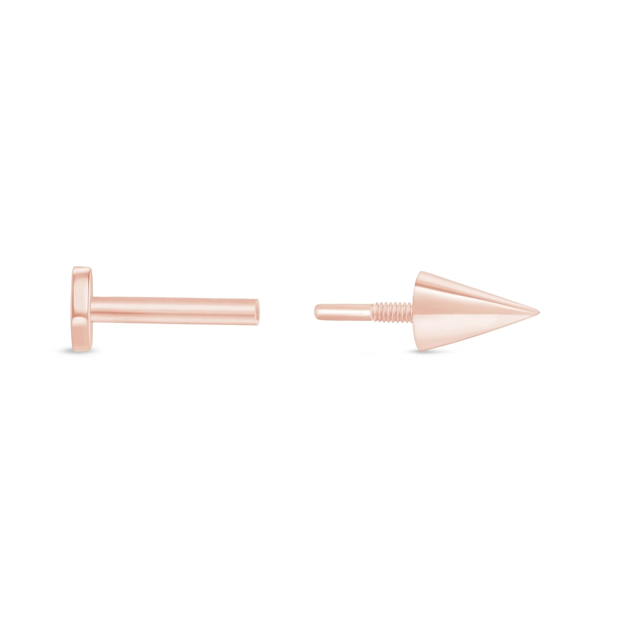 Rose Gold Spike Threaded Flat Back Earring - Image 6