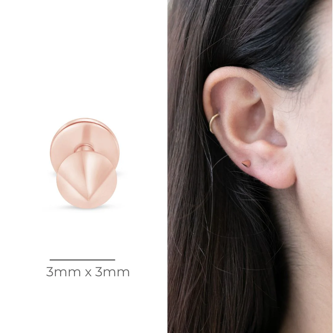 Rose Gold Spike Threaded Flat Back Earring - Image 7