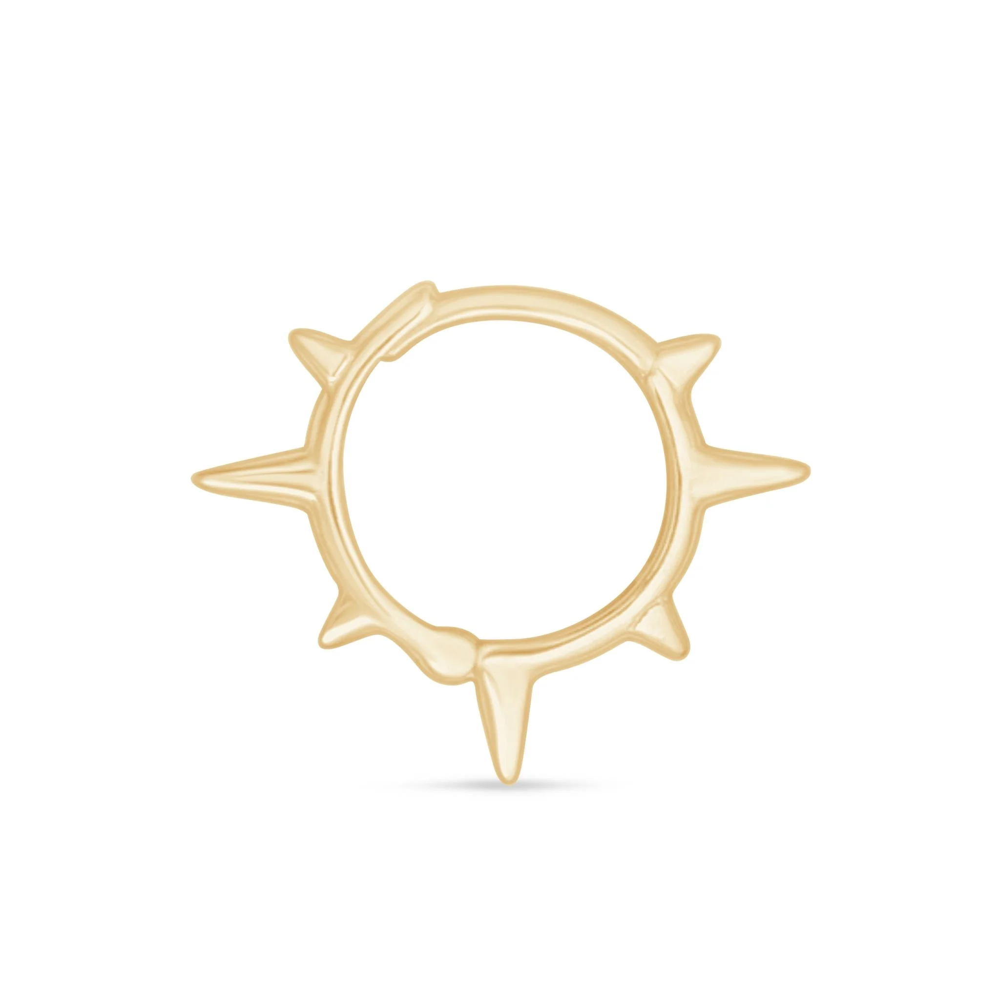 Yellow Gold Spiked Huggie Hoop