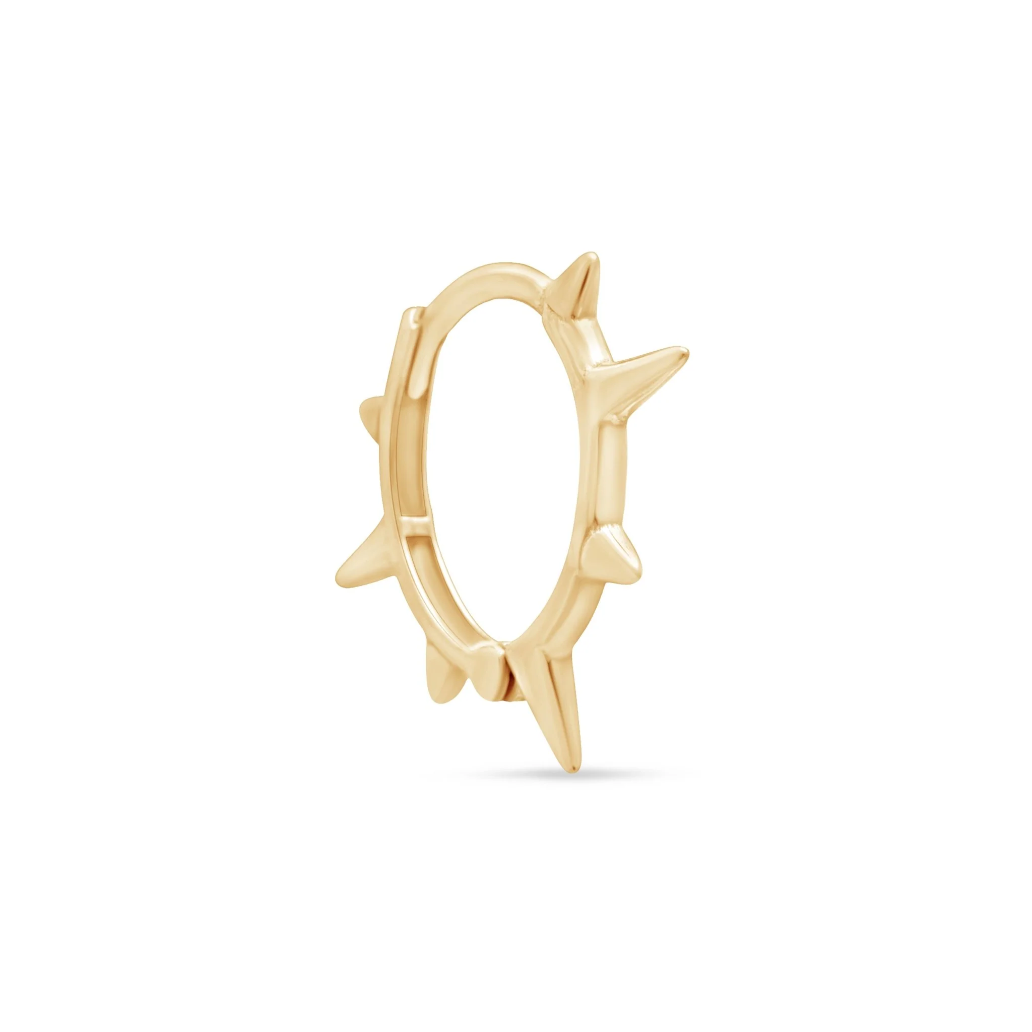Yellow Gold Spiked Huggie Hoop - Image 13
