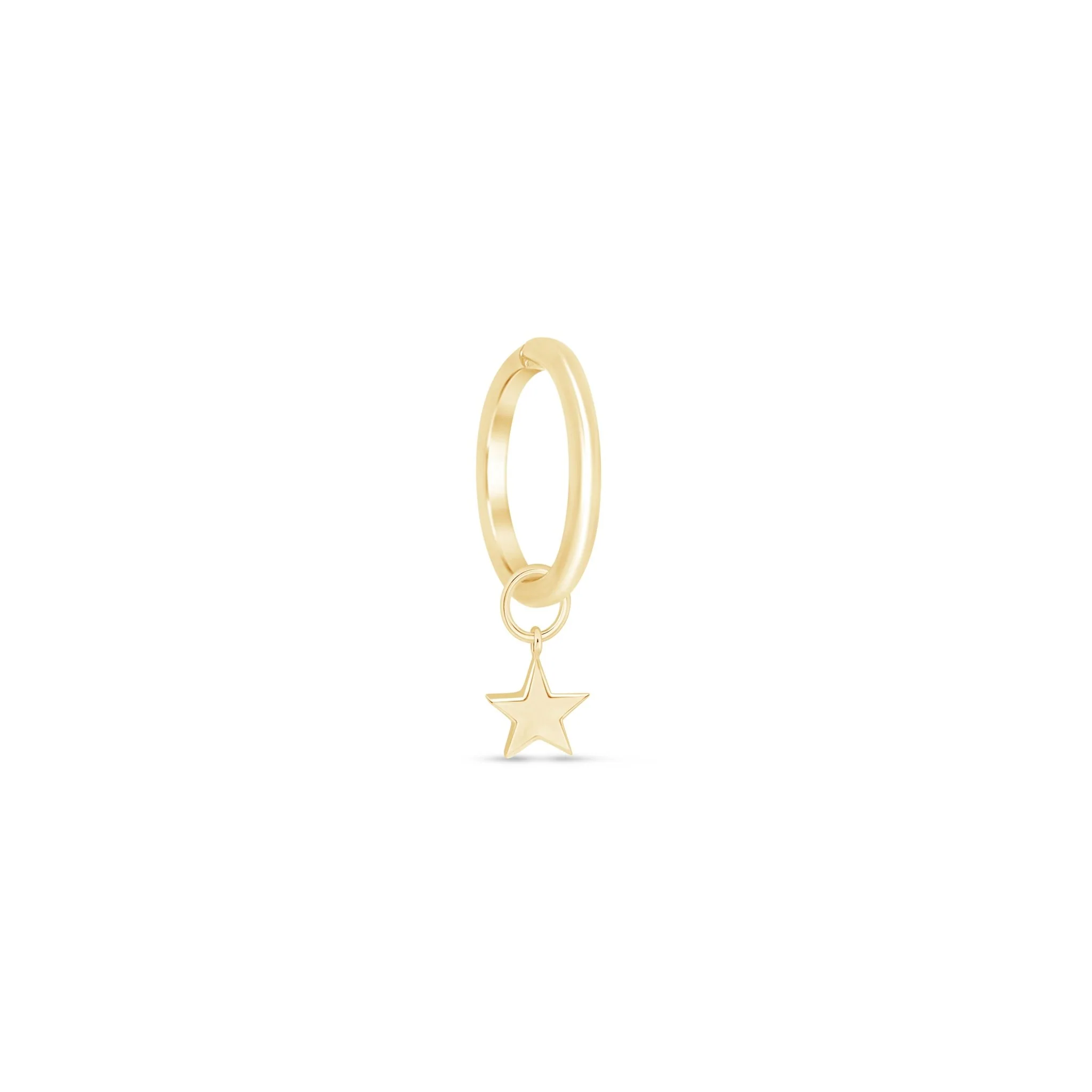 Yellow Gold Star Charm Hoop