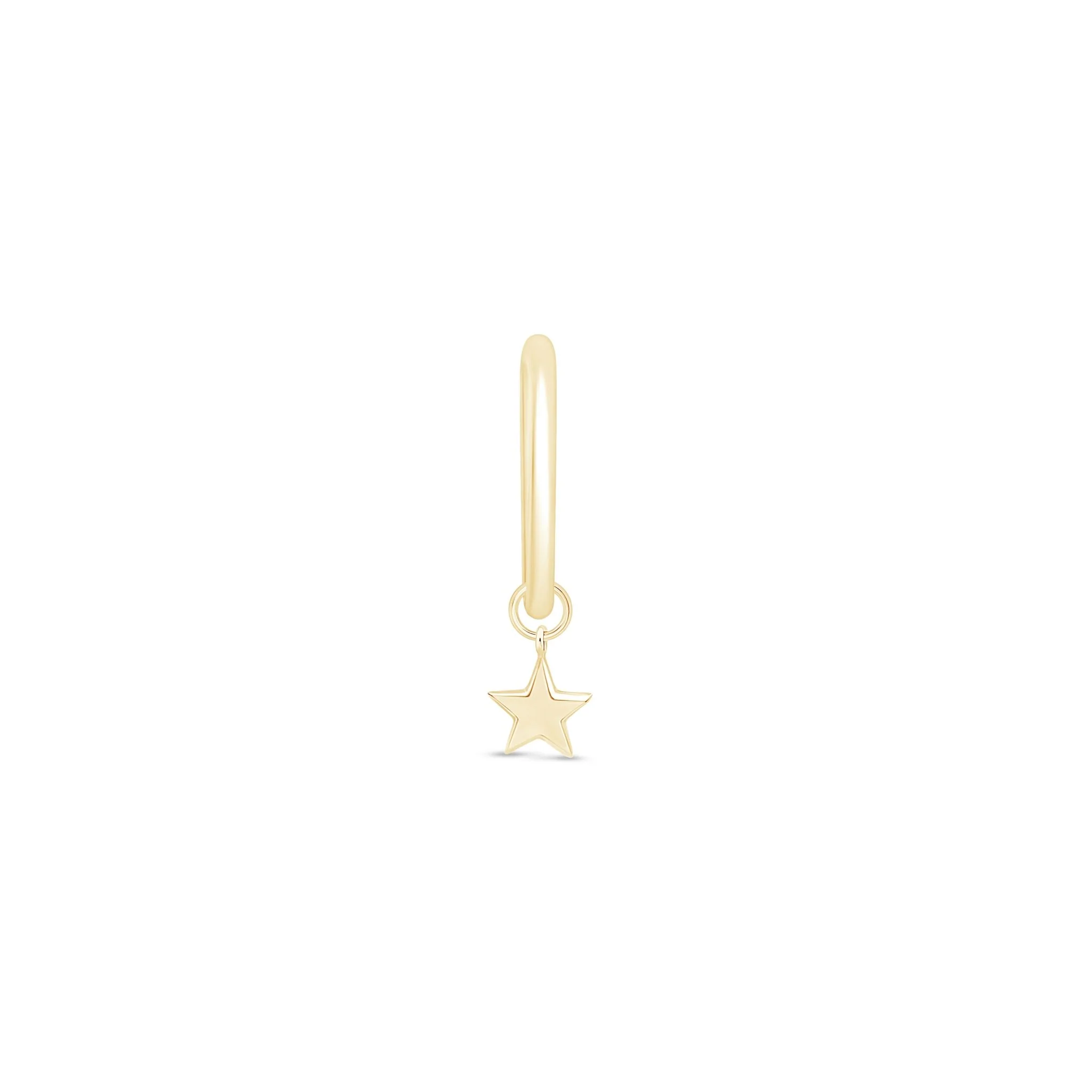 Yellow Gold Star Charm Hoop - Image 6
