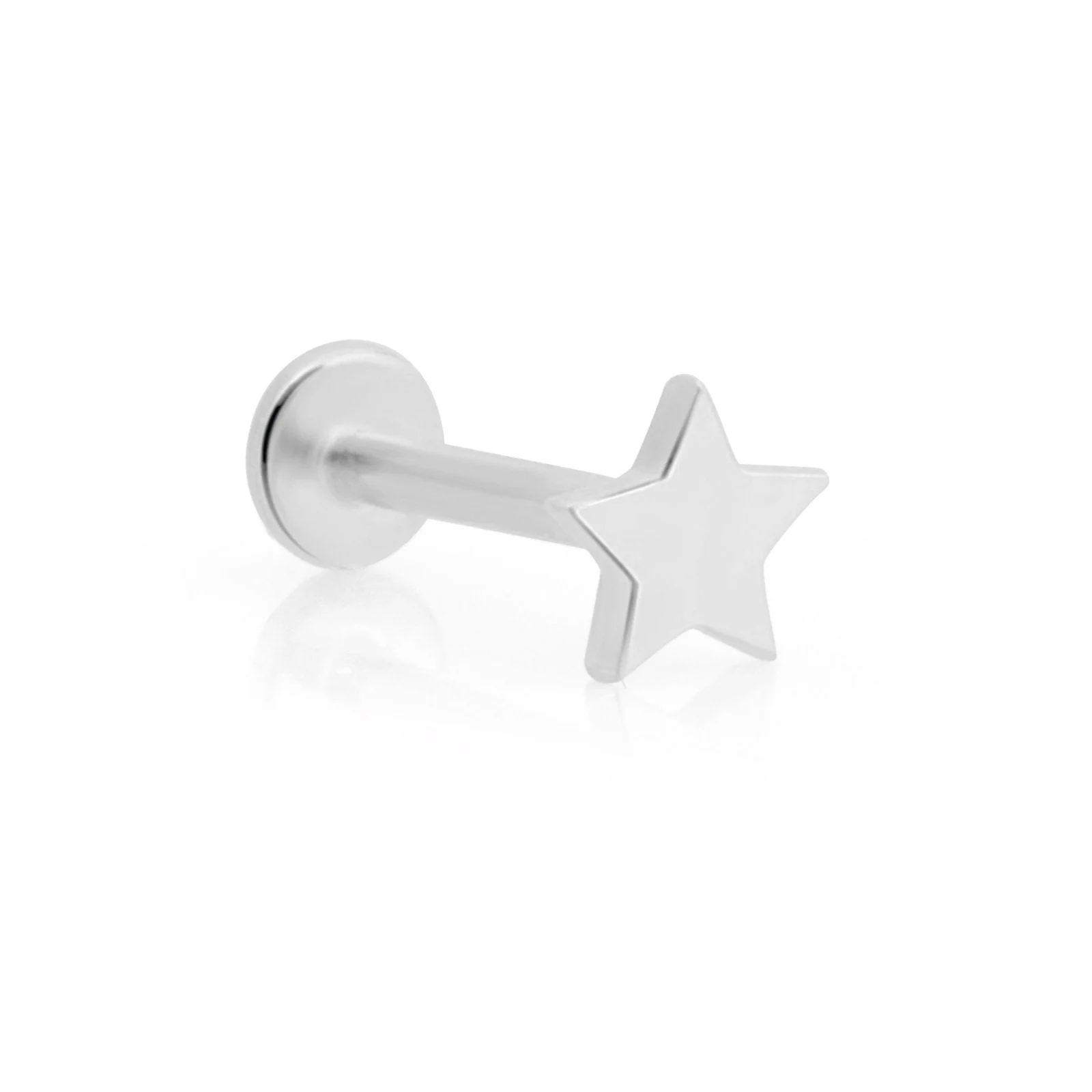 White Gold Star Threaded Flat Back Earring - Image 6