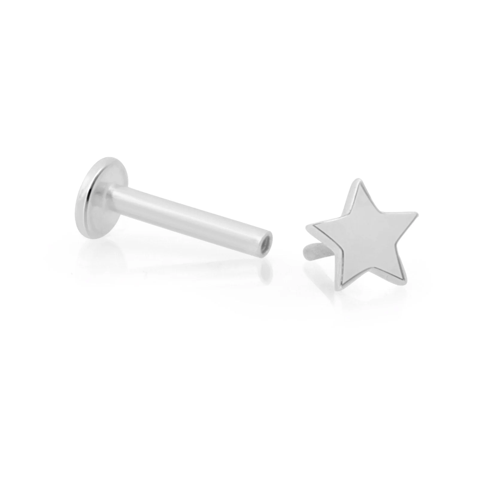 White Gold Star Threaded Flat Back Earring - Image 7